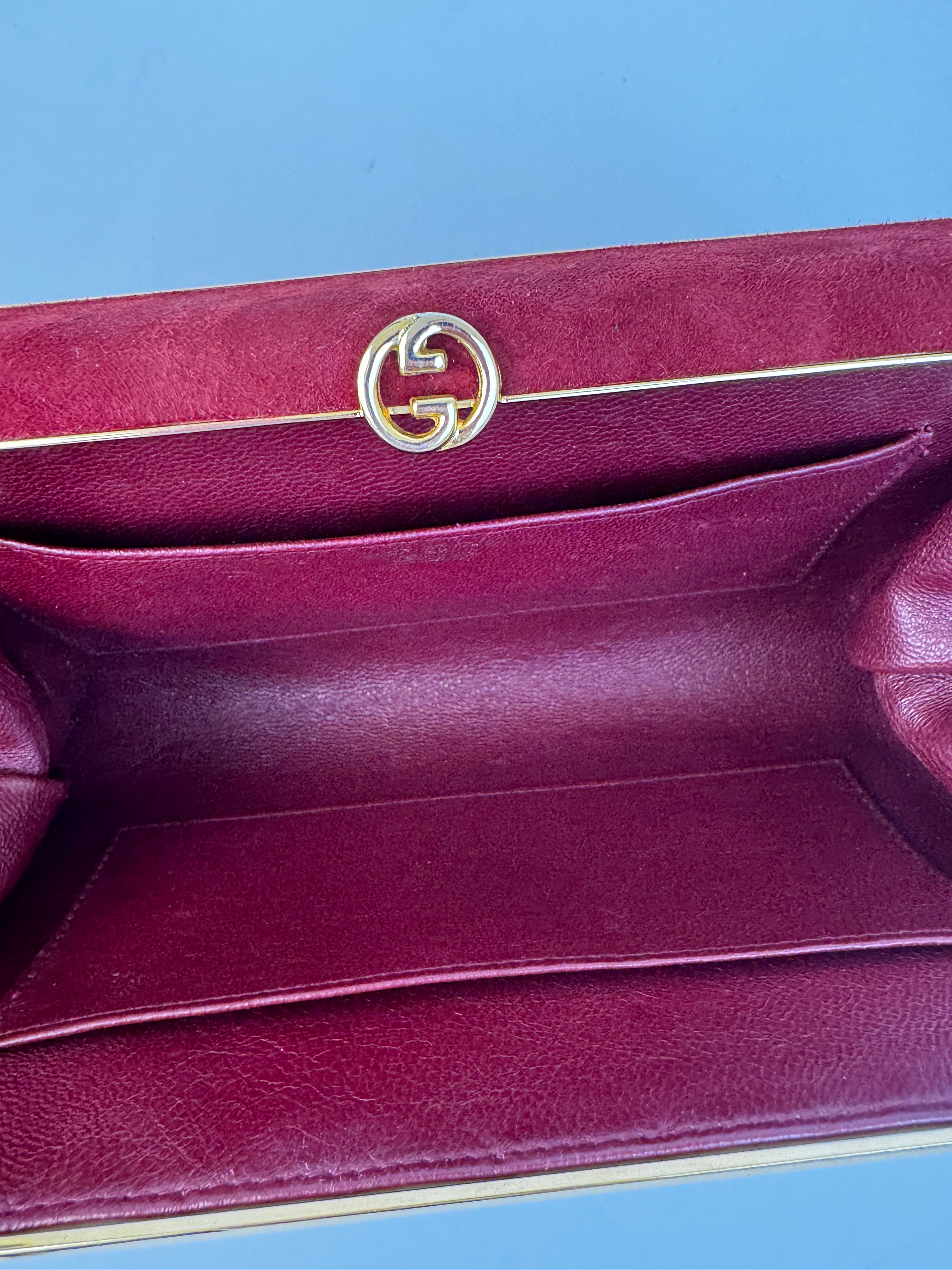 Gucci Vintage Suede Bordeaux Clutch