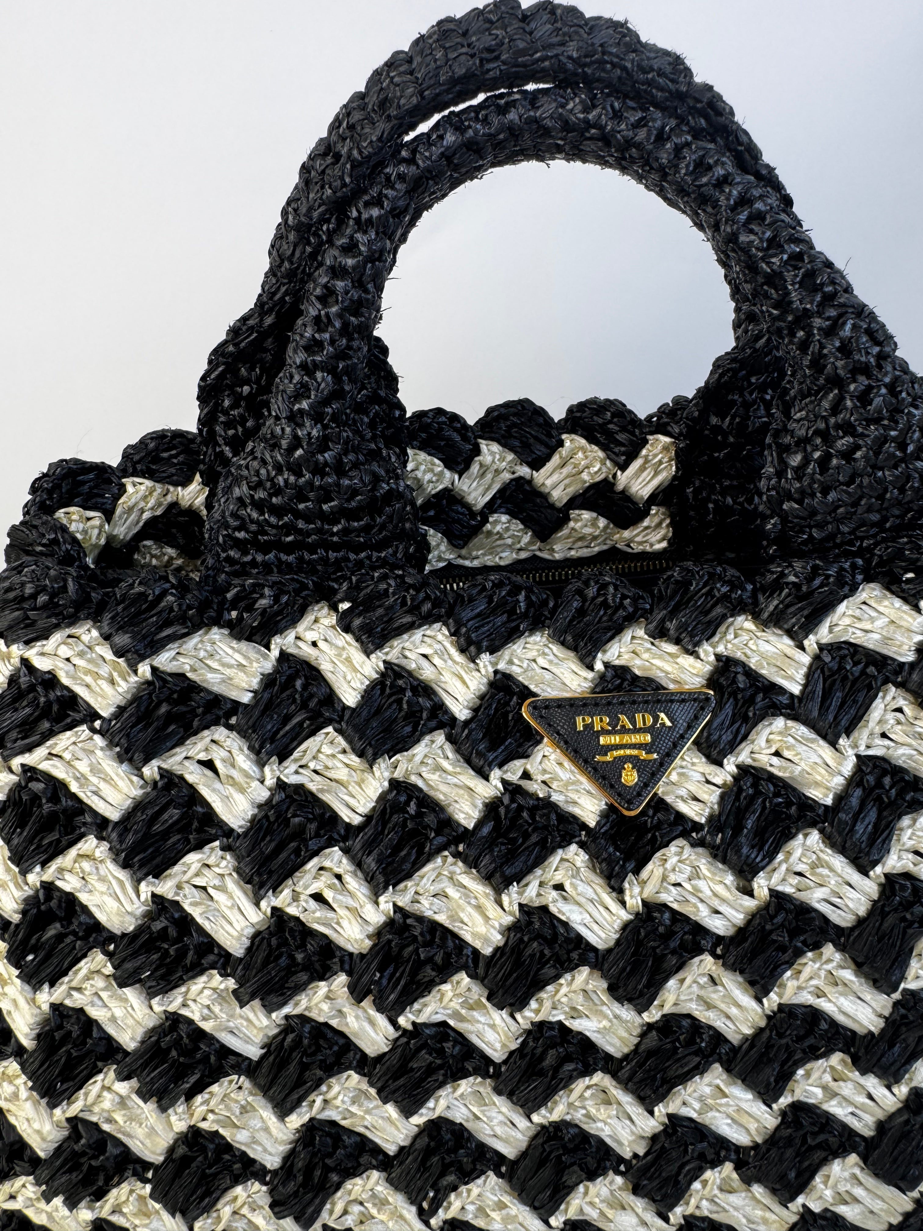 Prada Black Raffia Tote