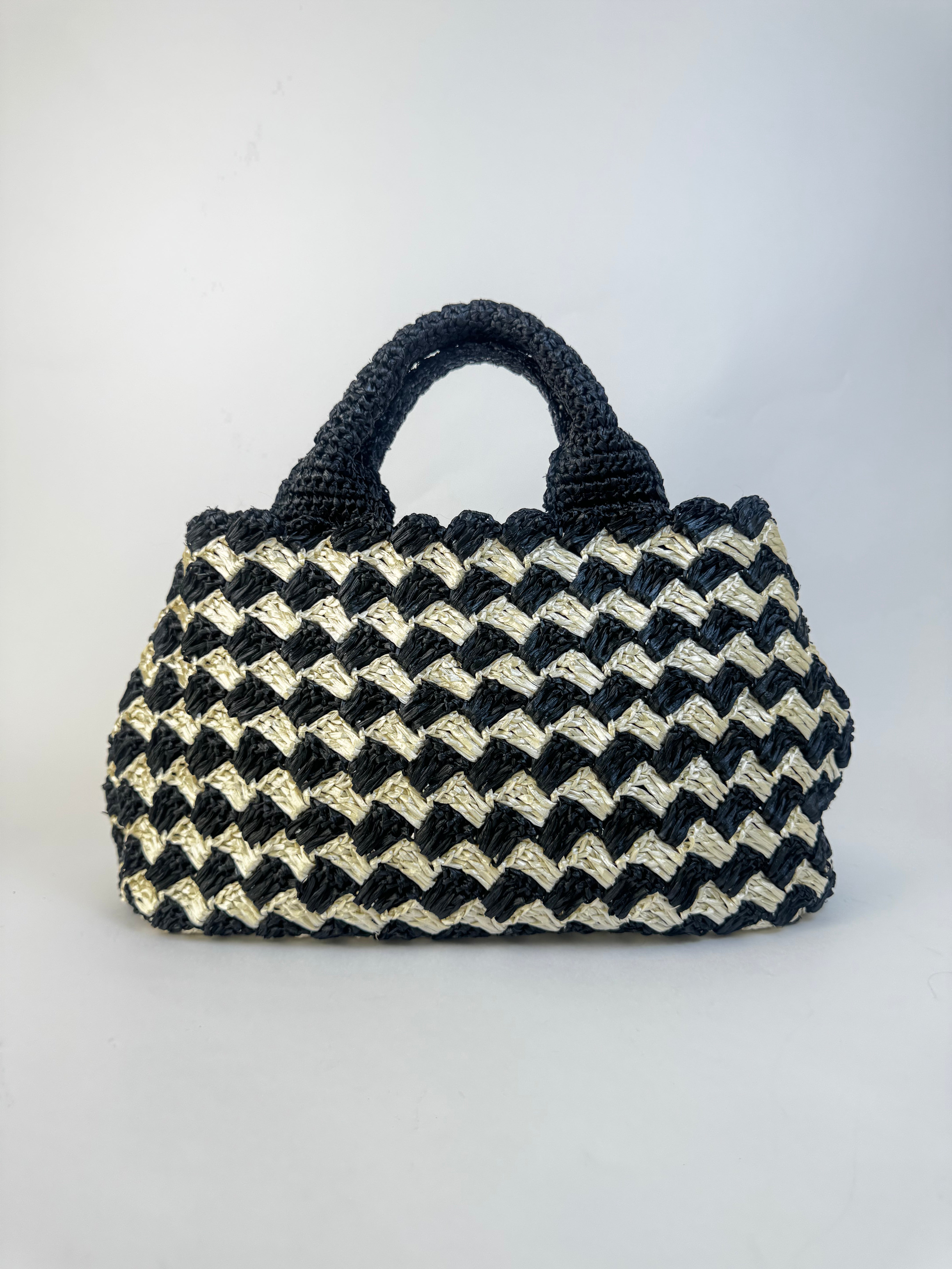 Prada Black Raffia Tote