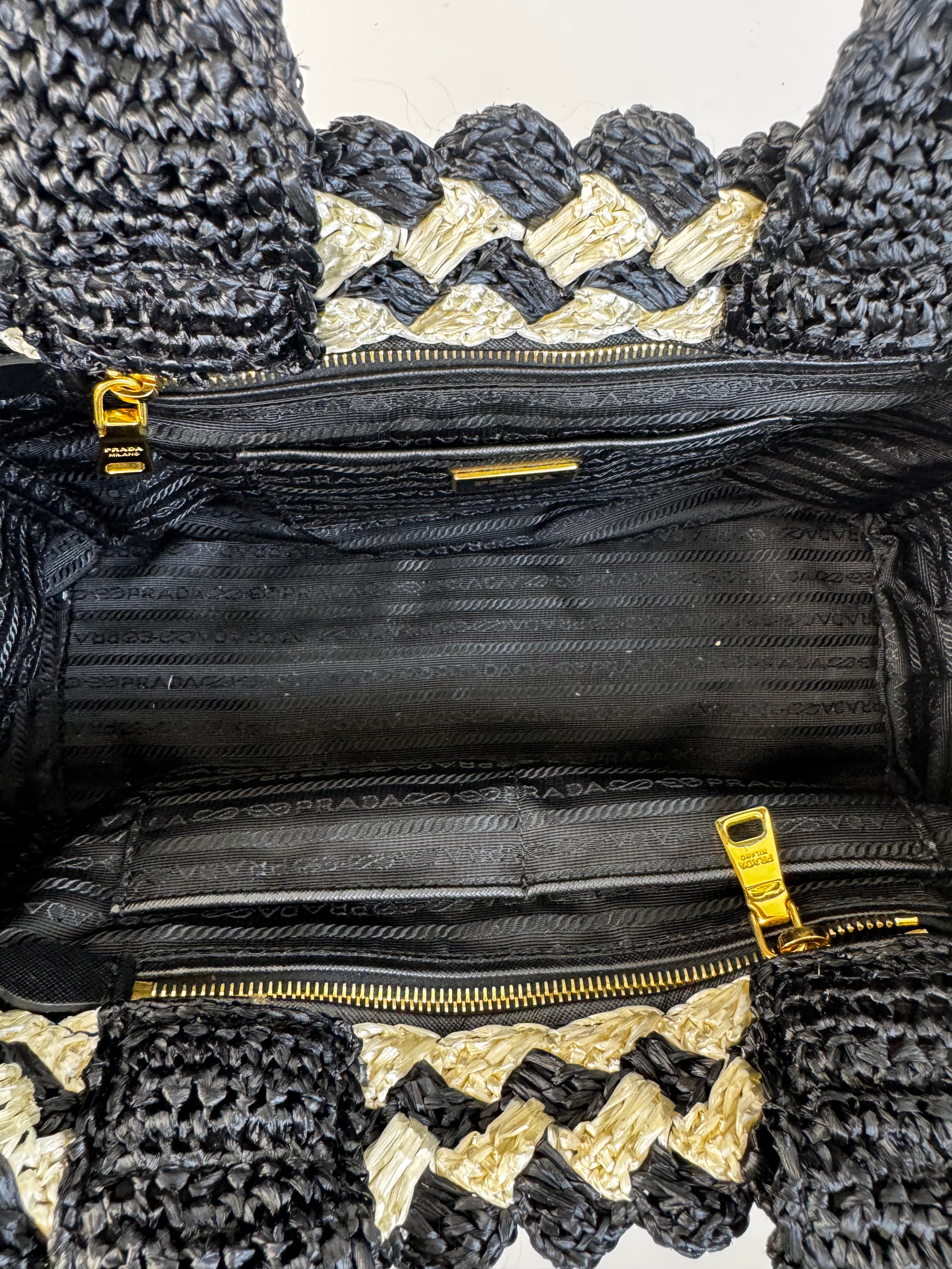 Prada Black Raffia Tote