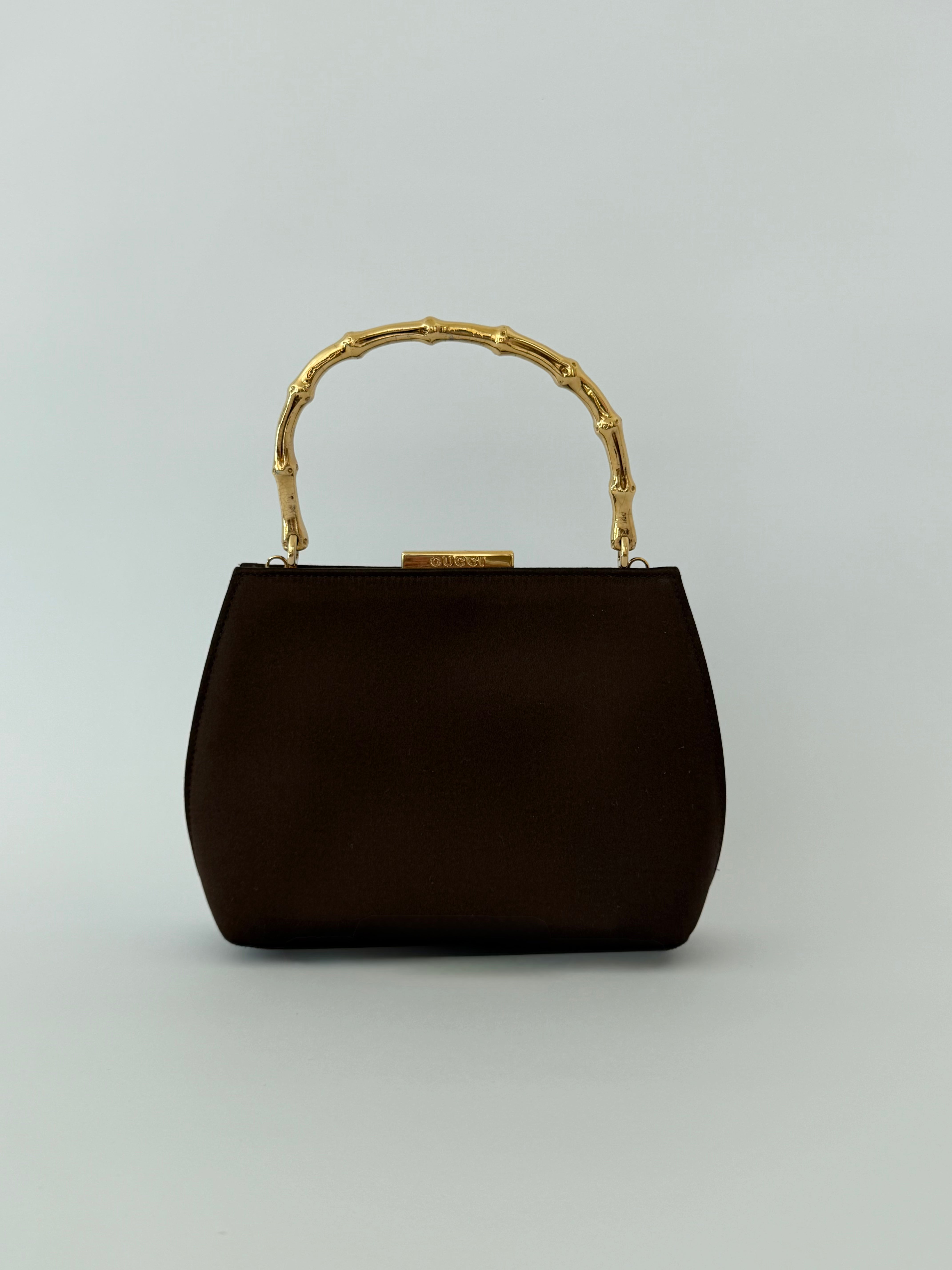 Gucci Vintage Satin Handbag Brown