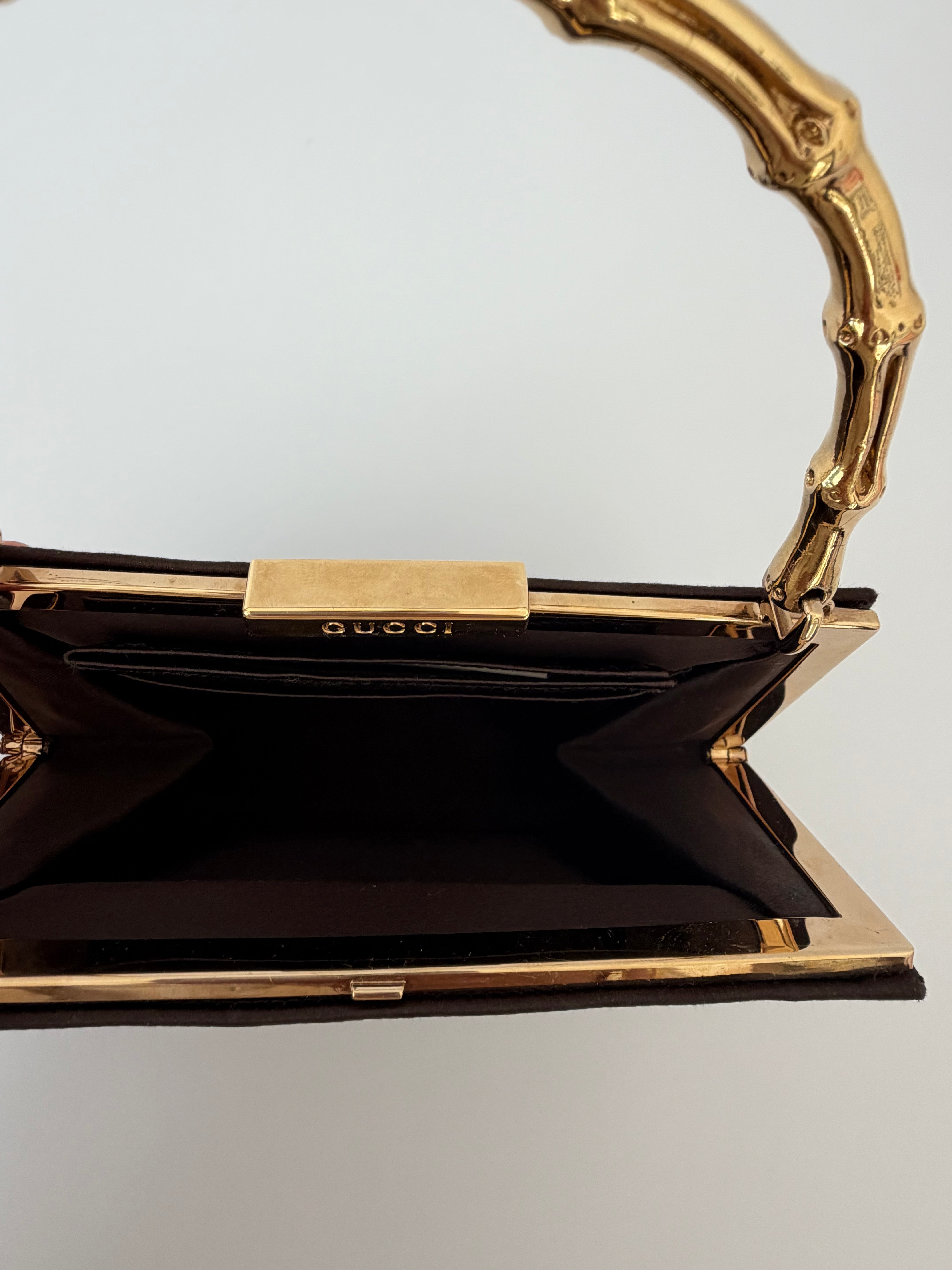Gucci Vintage Satin Handbag Brown