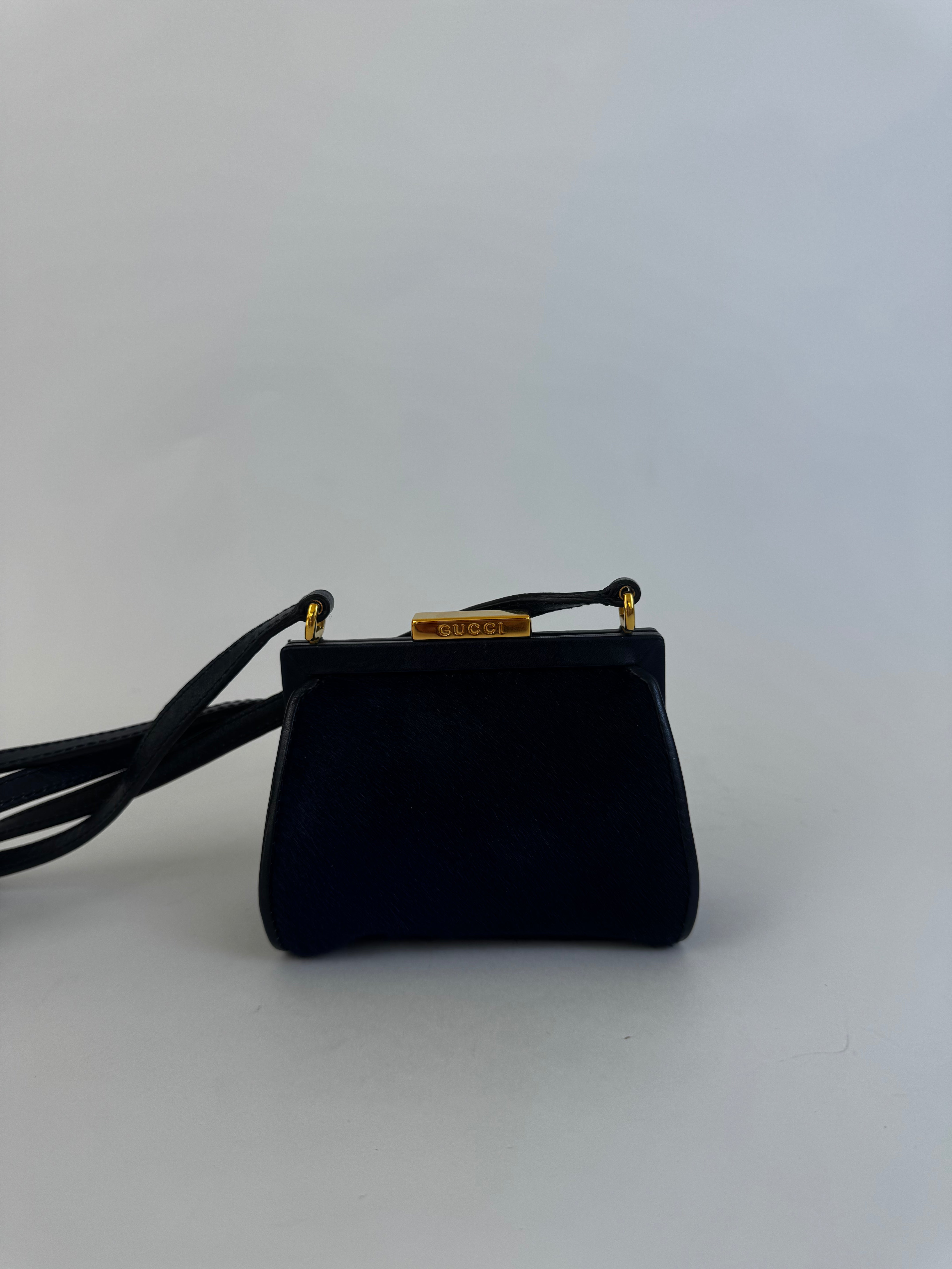 Gucci Navy Ponyhair Crossbody Bag