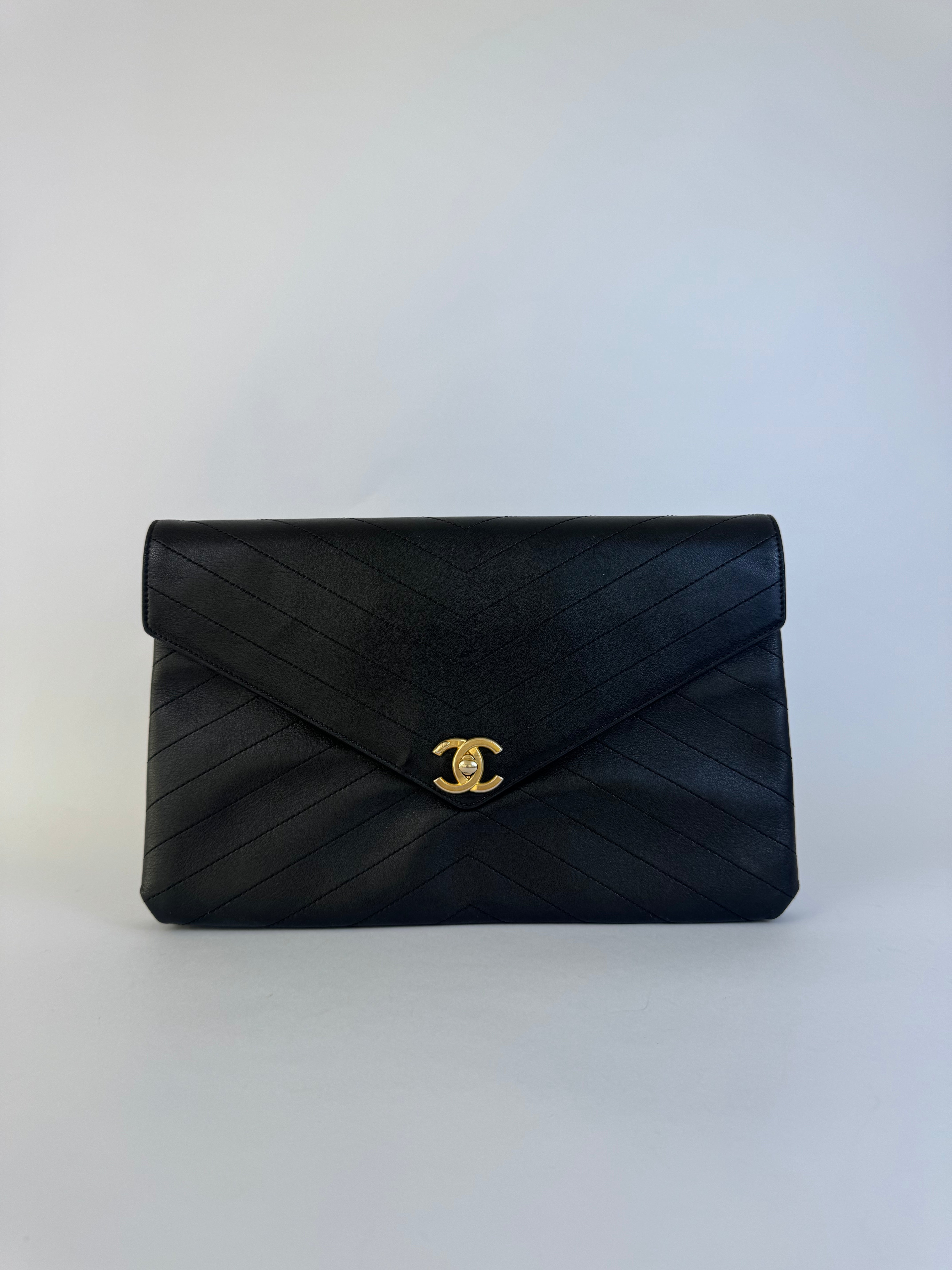 Chanel Vintage Chevron Lambskin Clutch