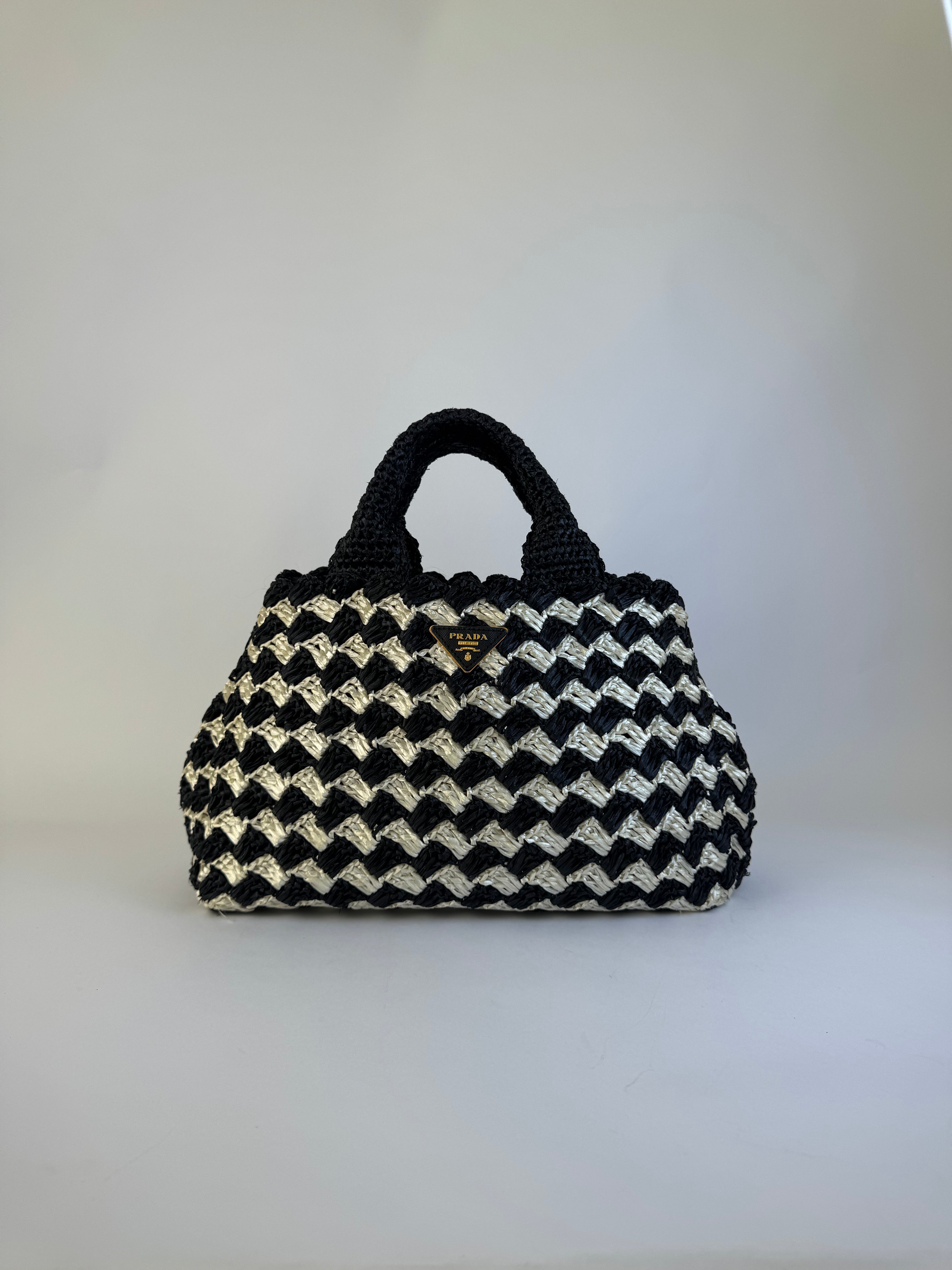 Prada Black Raffia Tote