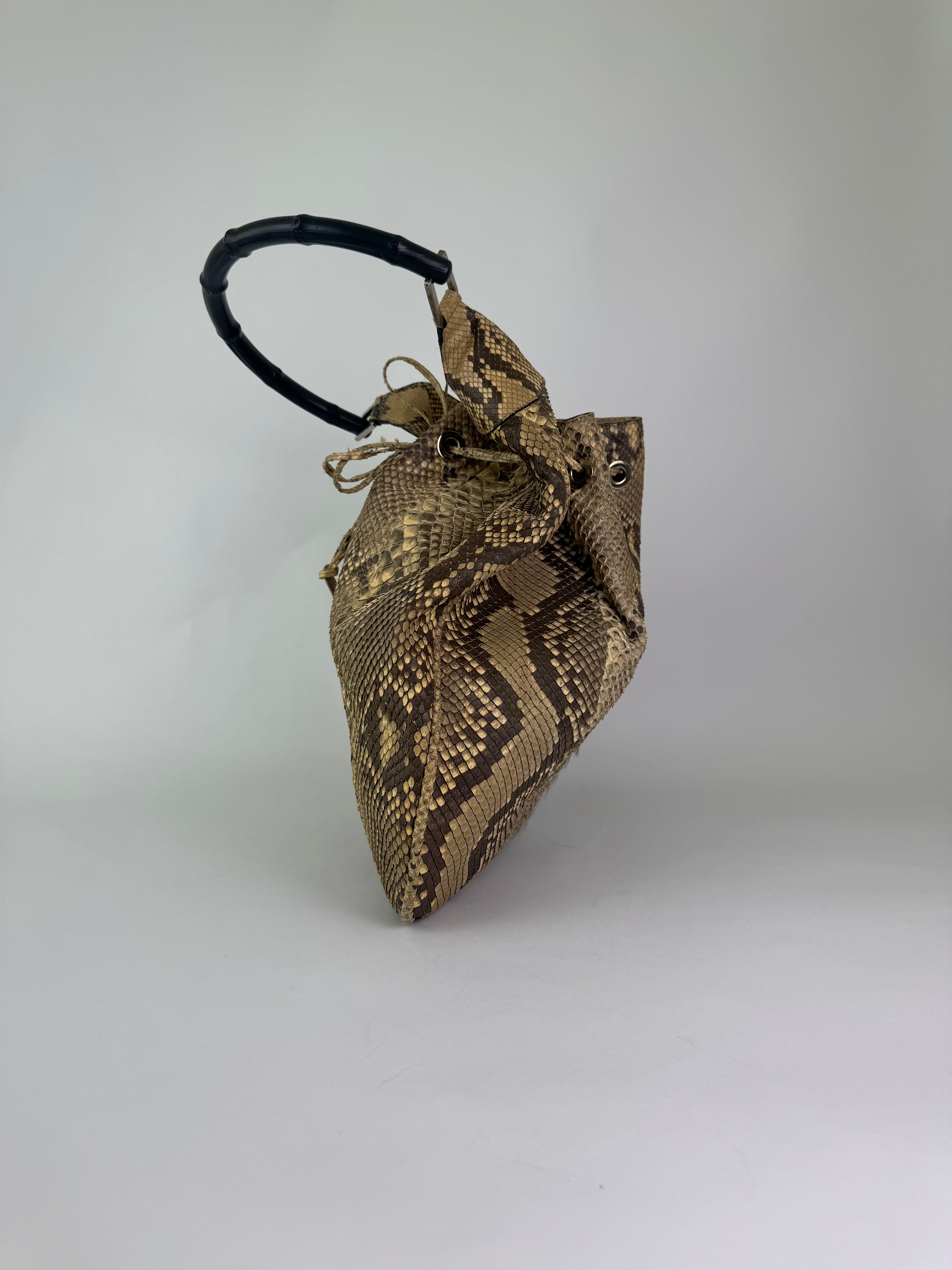 Gucci Vintage Python Drawstring Hobo Bag