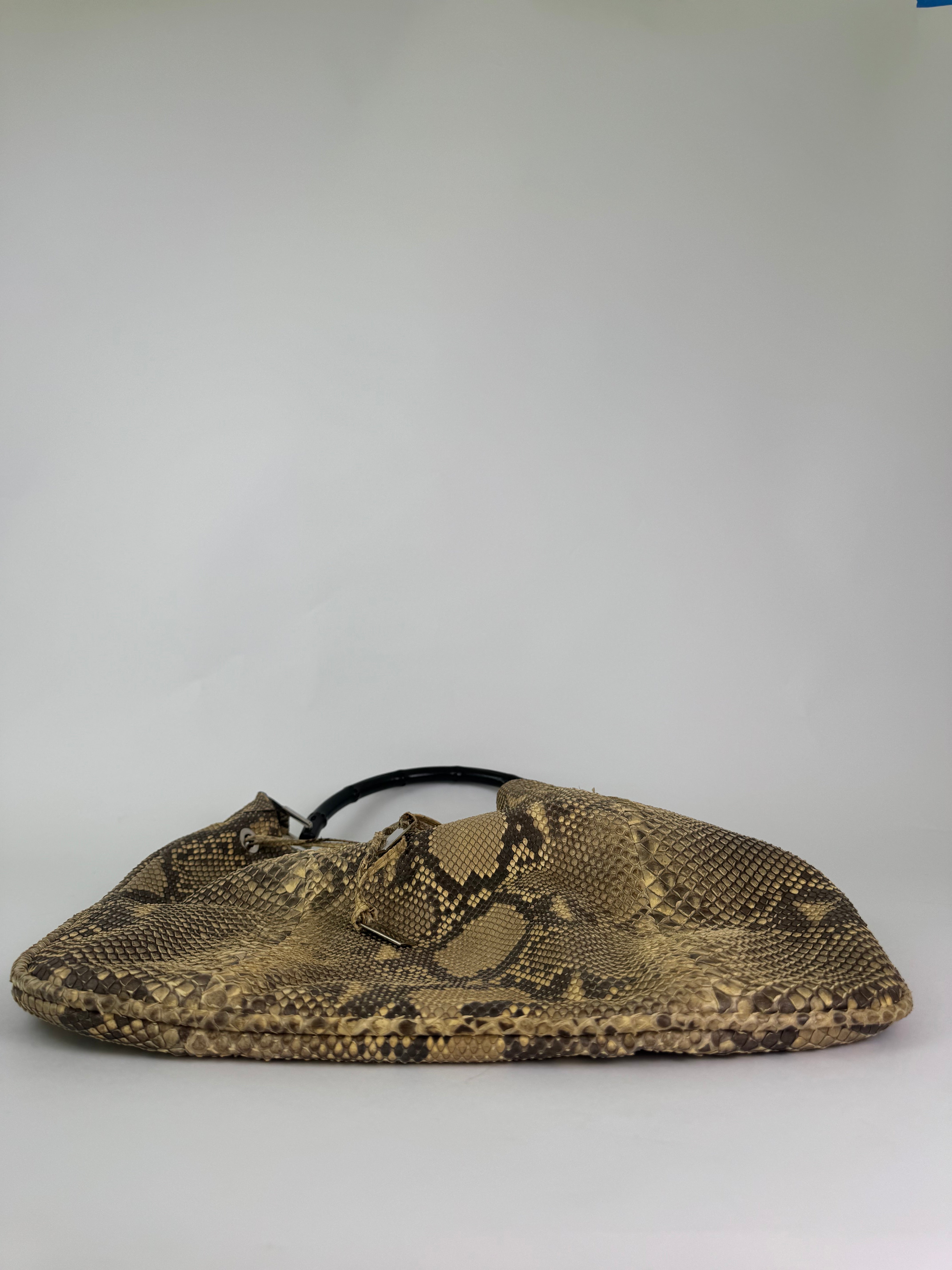 Gucci Vintage Python Drawstring Hobo Bag