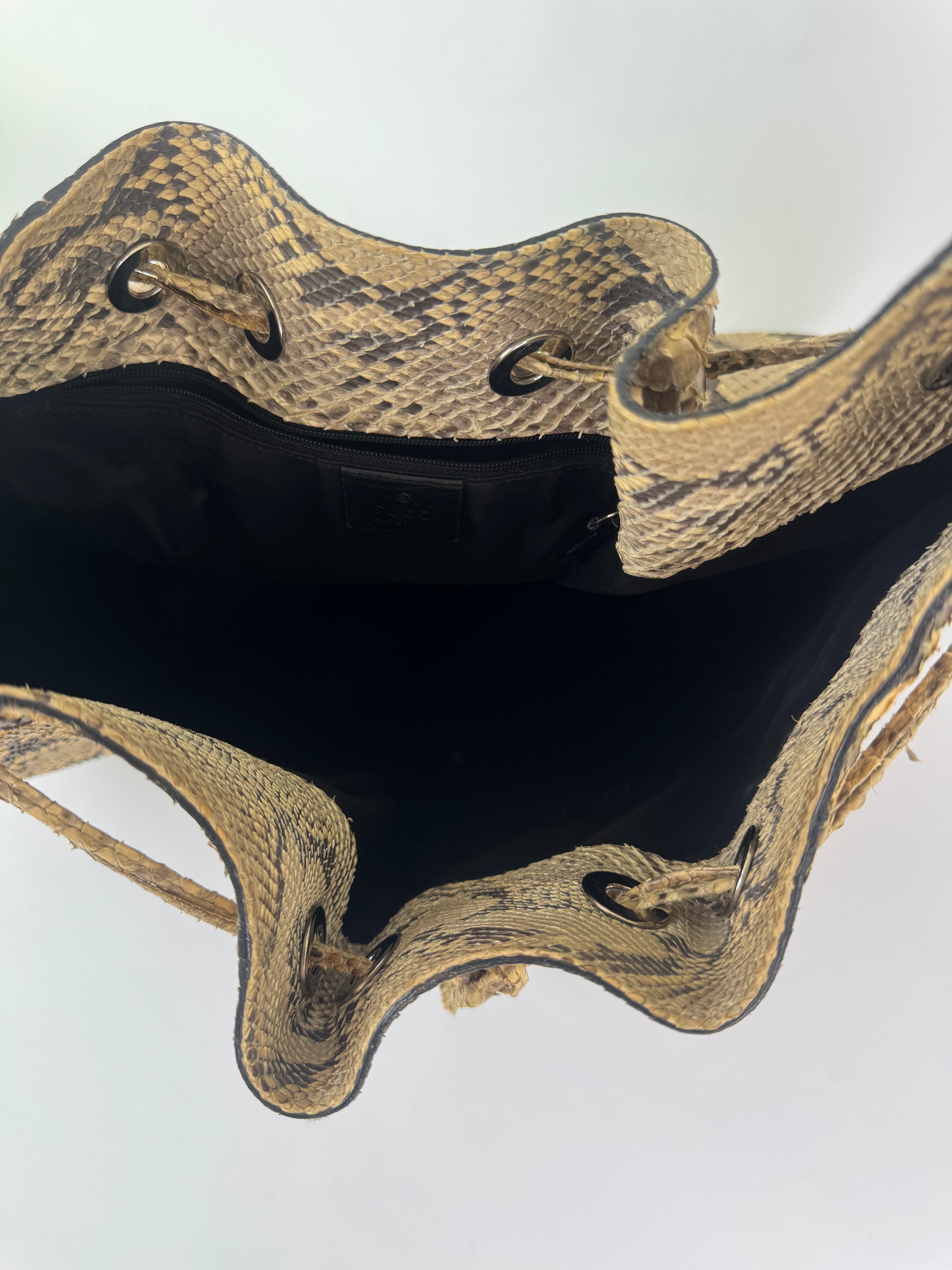 Gucci Vintage Python Drawstring Hobo Bag