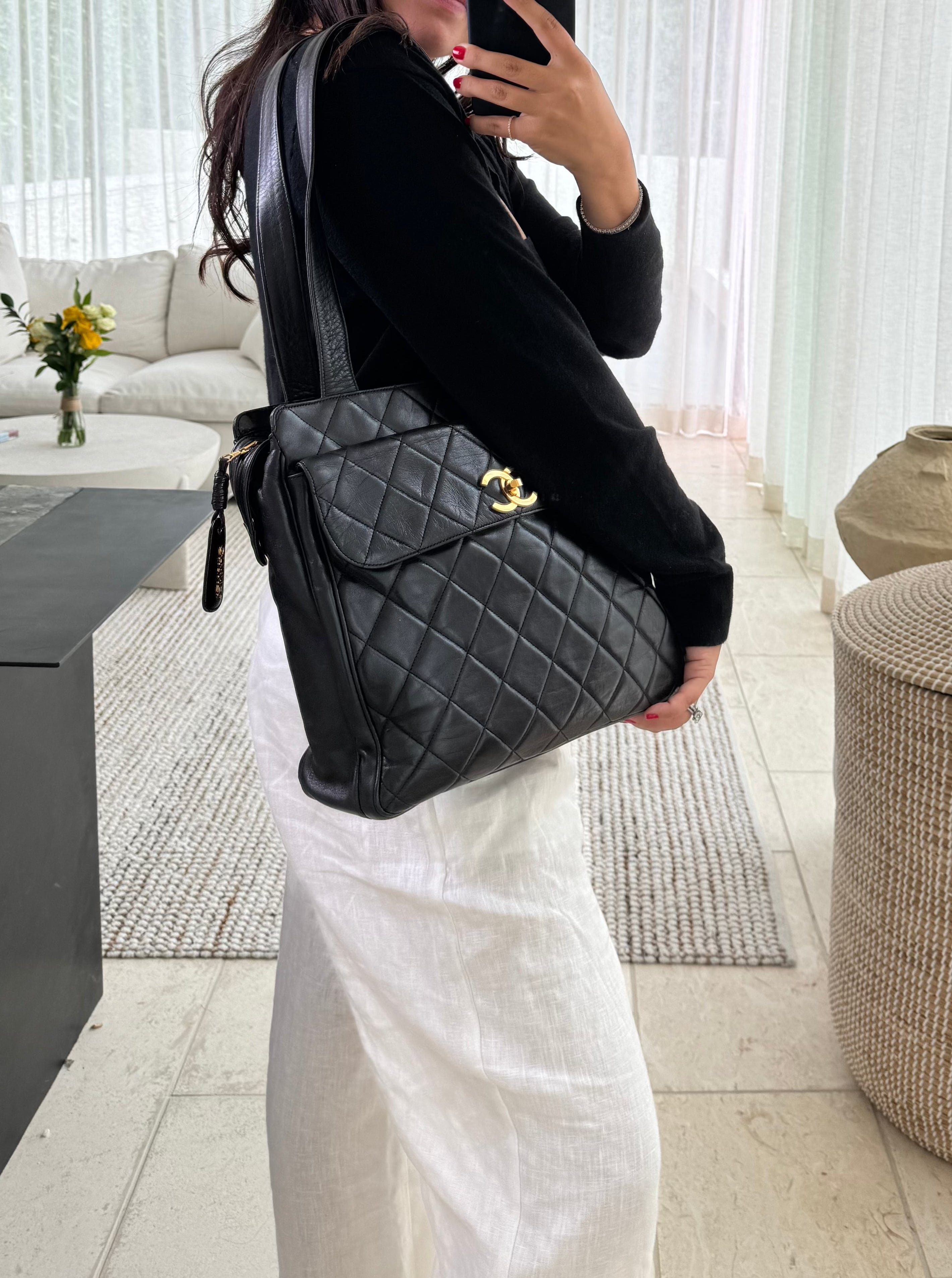 Chanel Black Quilted Lambskin CC Shoulder Bag