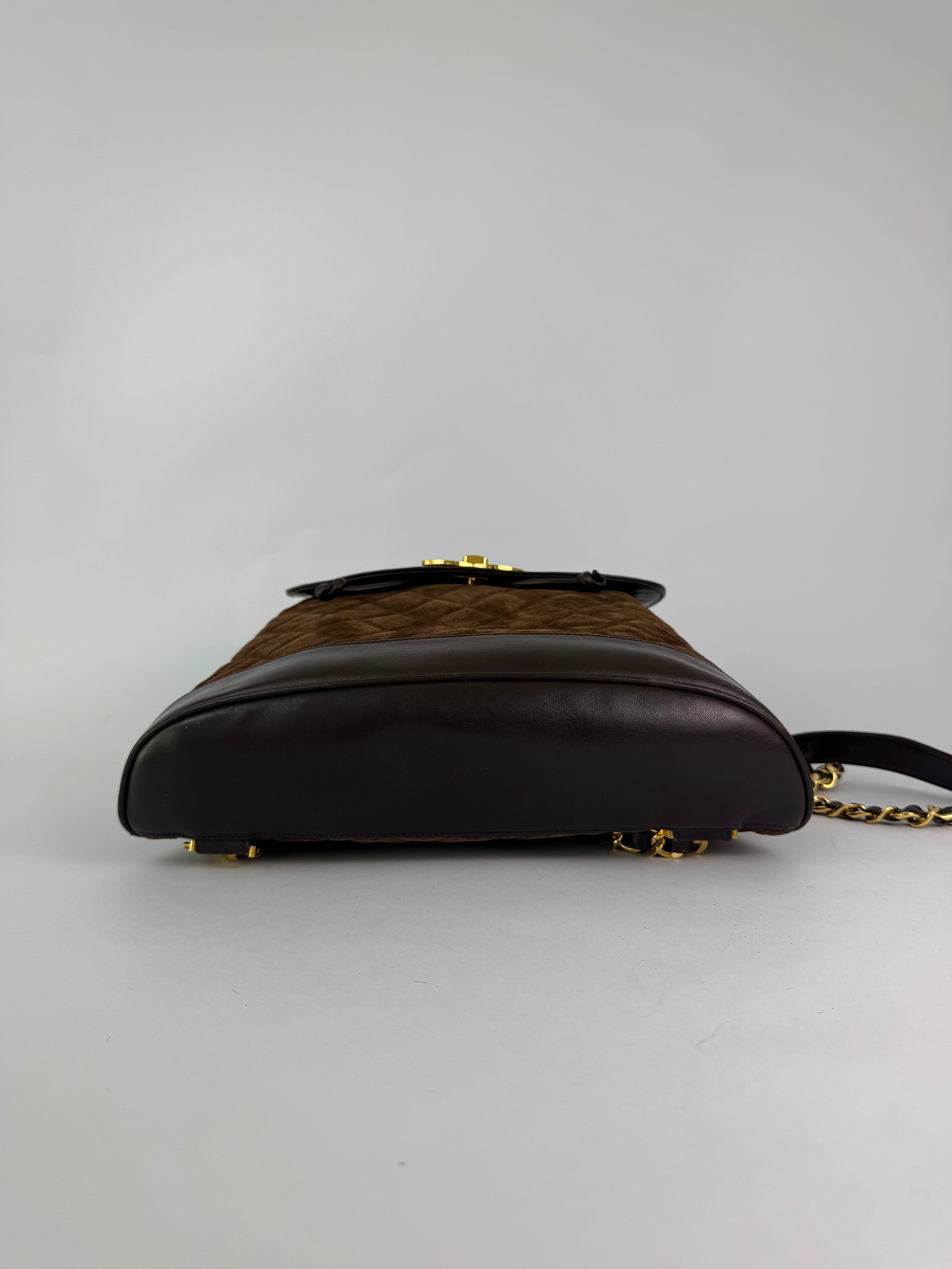 Chanel Vintage Brown Suede Backpack