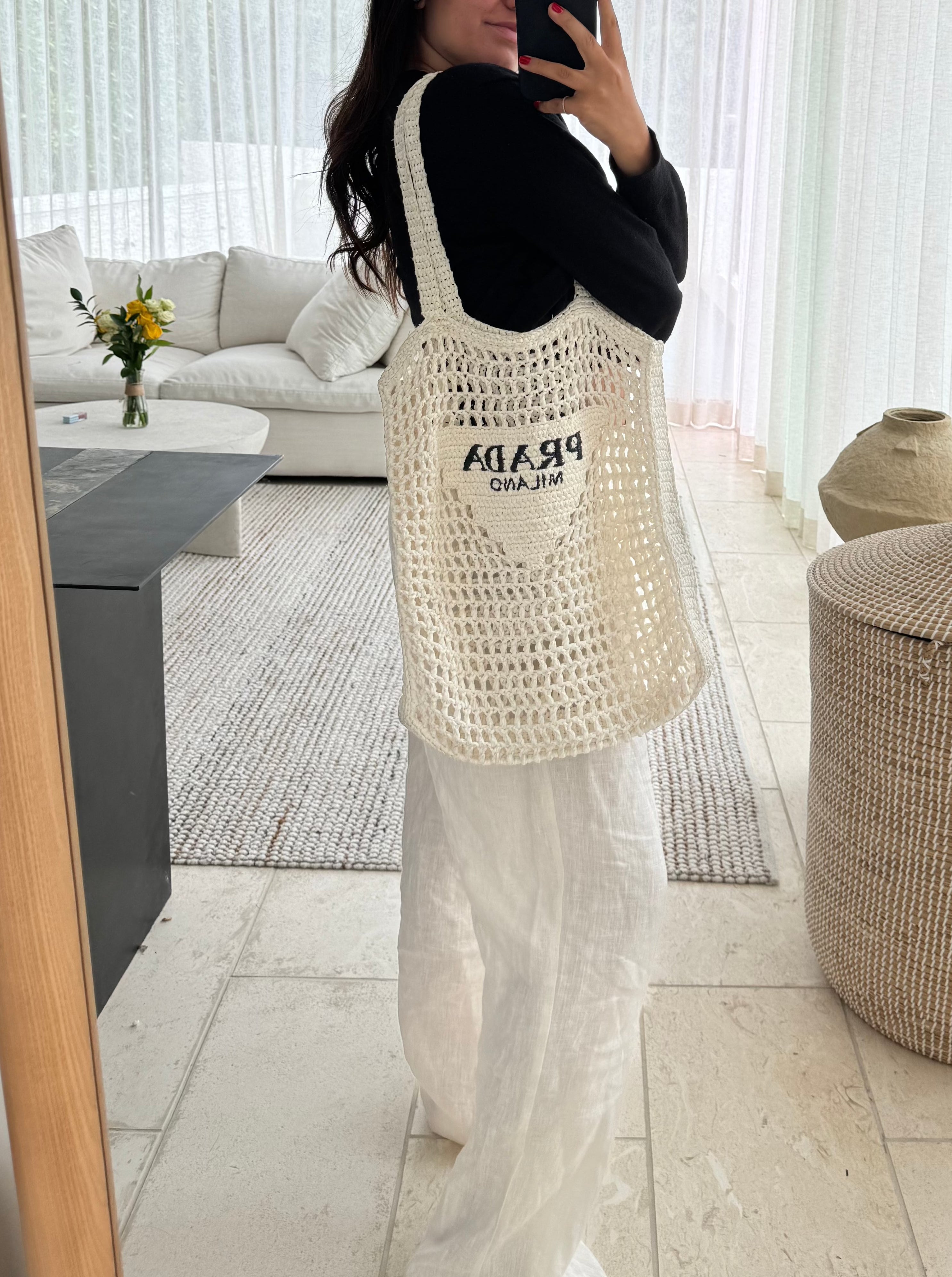 Prada Raffia Tote Bag