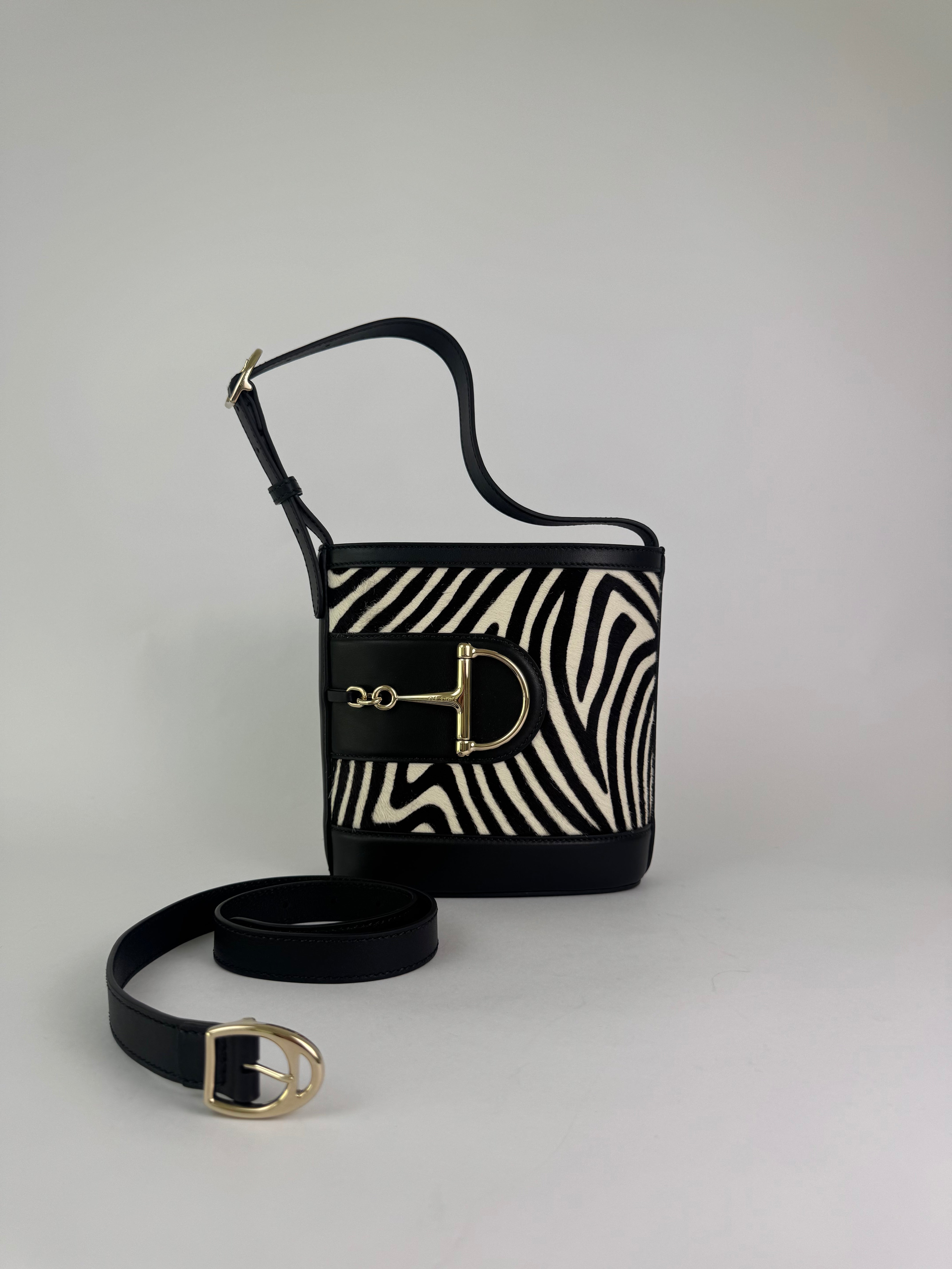 Gucci Vintage Zebra Ponyhair Bucket Shoulder Bag