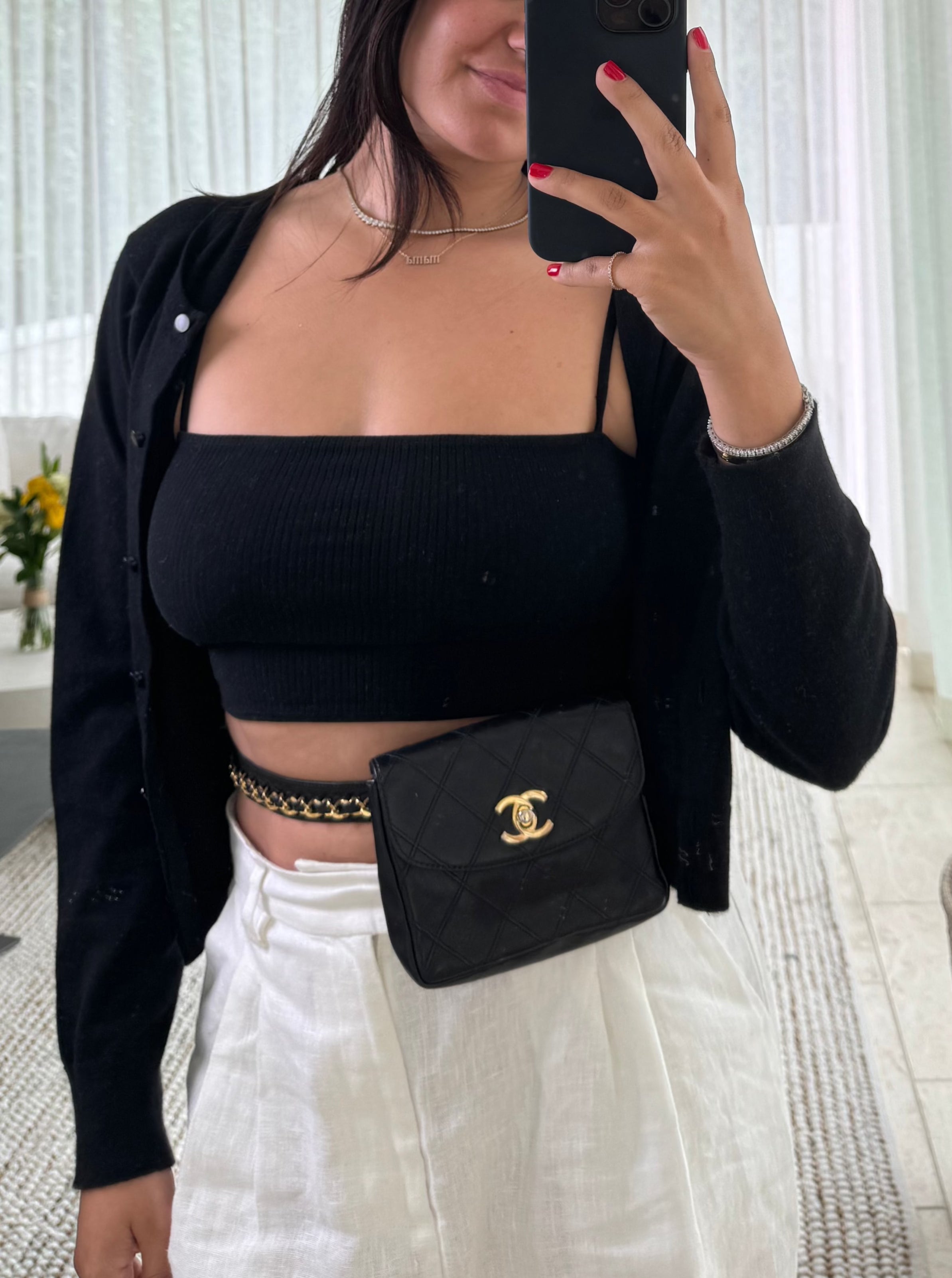 Chanel Black Leather Madmoiselle Belt Bag