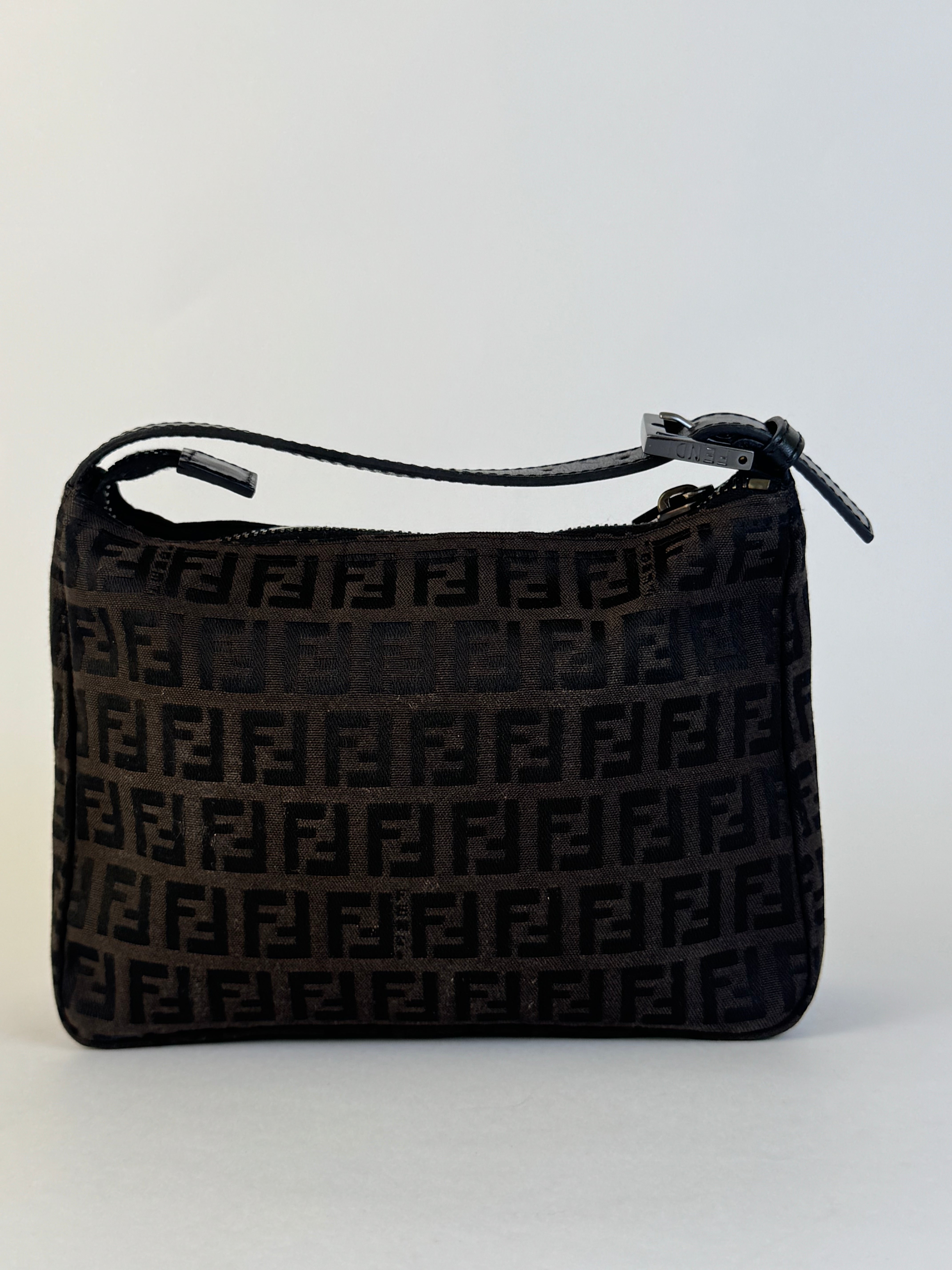 Fendi Zucchino Pouchette Handbag Brown