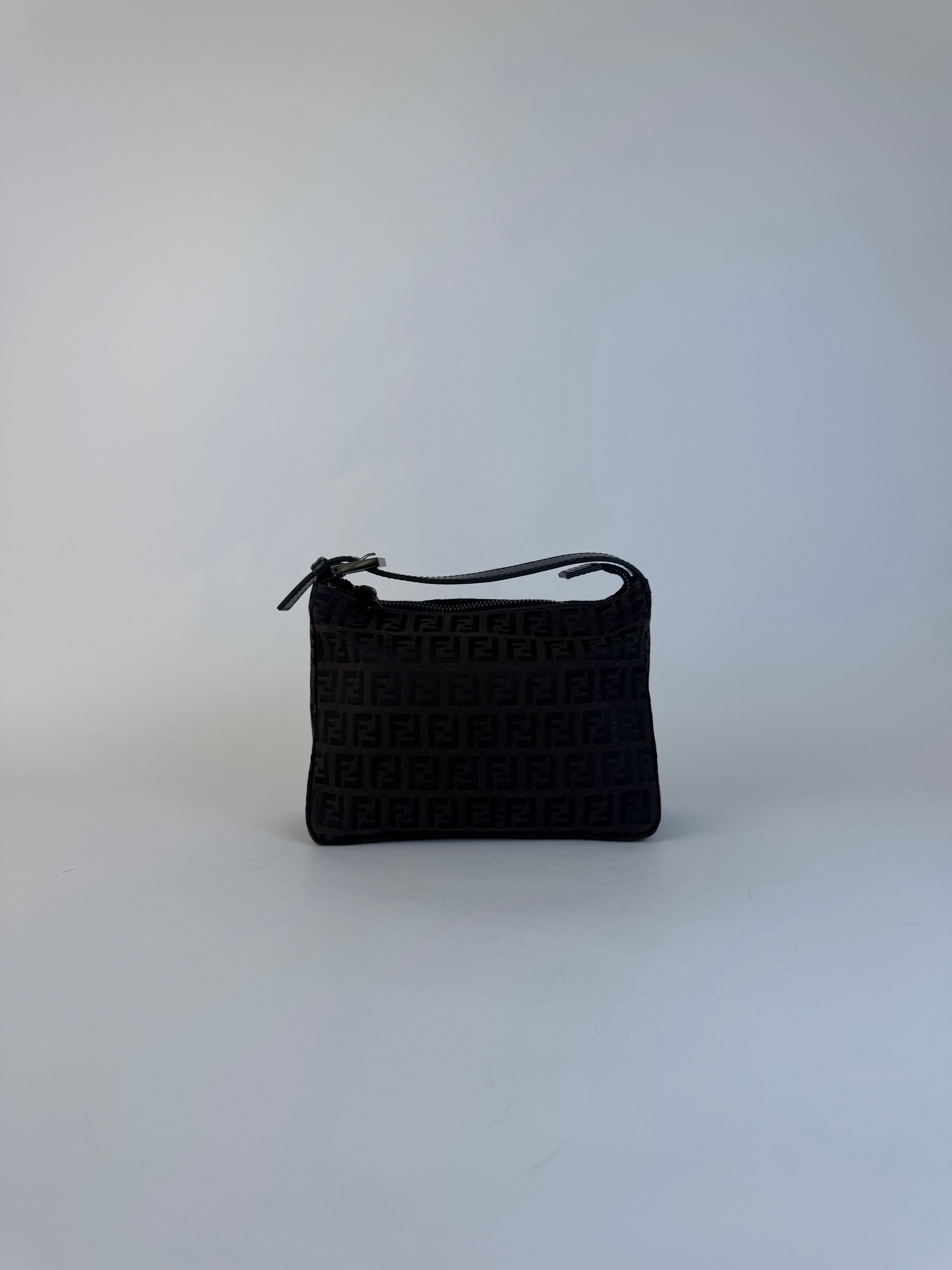 Fendi Zucchino Pouchette Handbag Brown