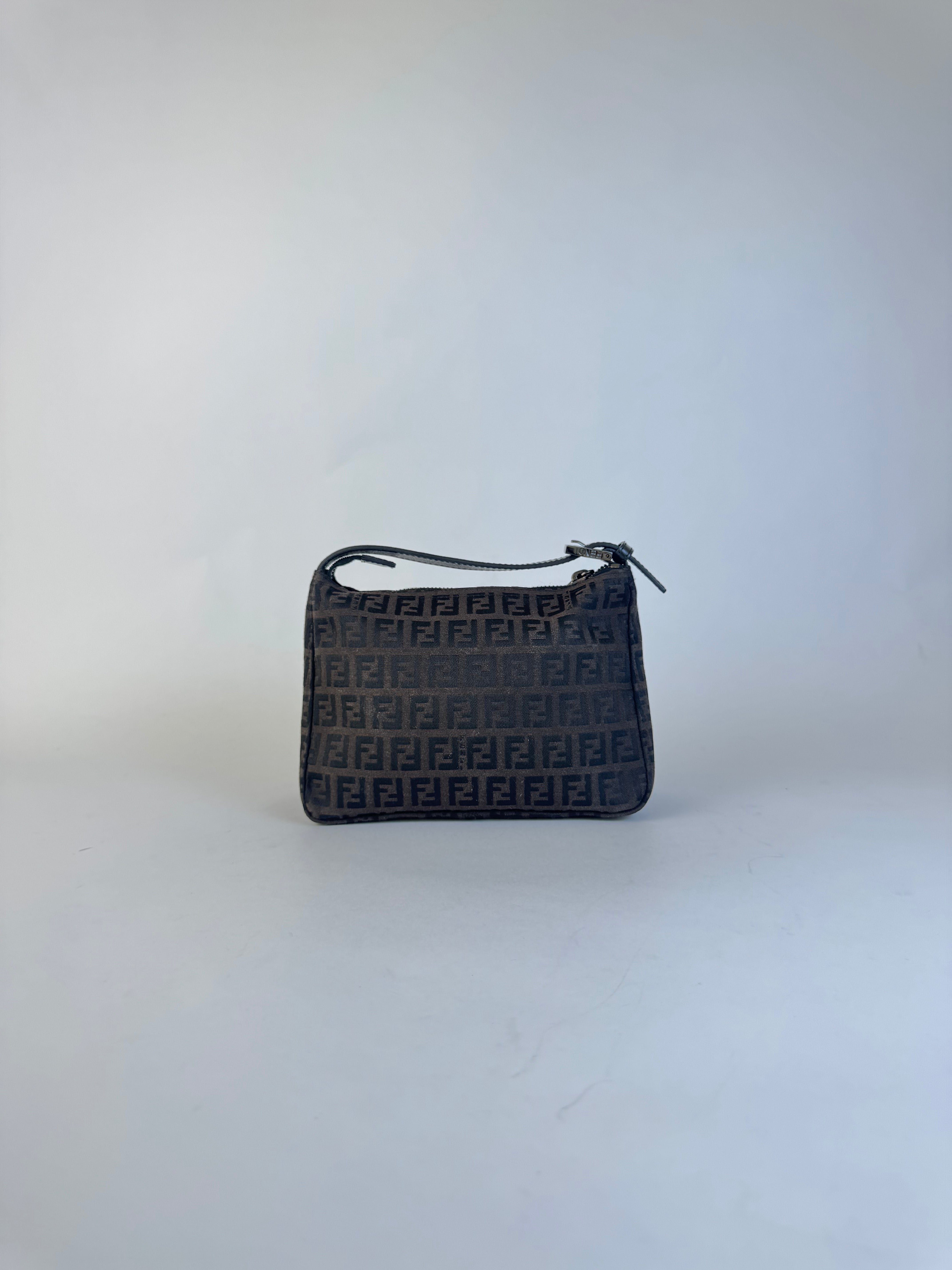 Fendi Zucchino Pouchette Handbag Brown
