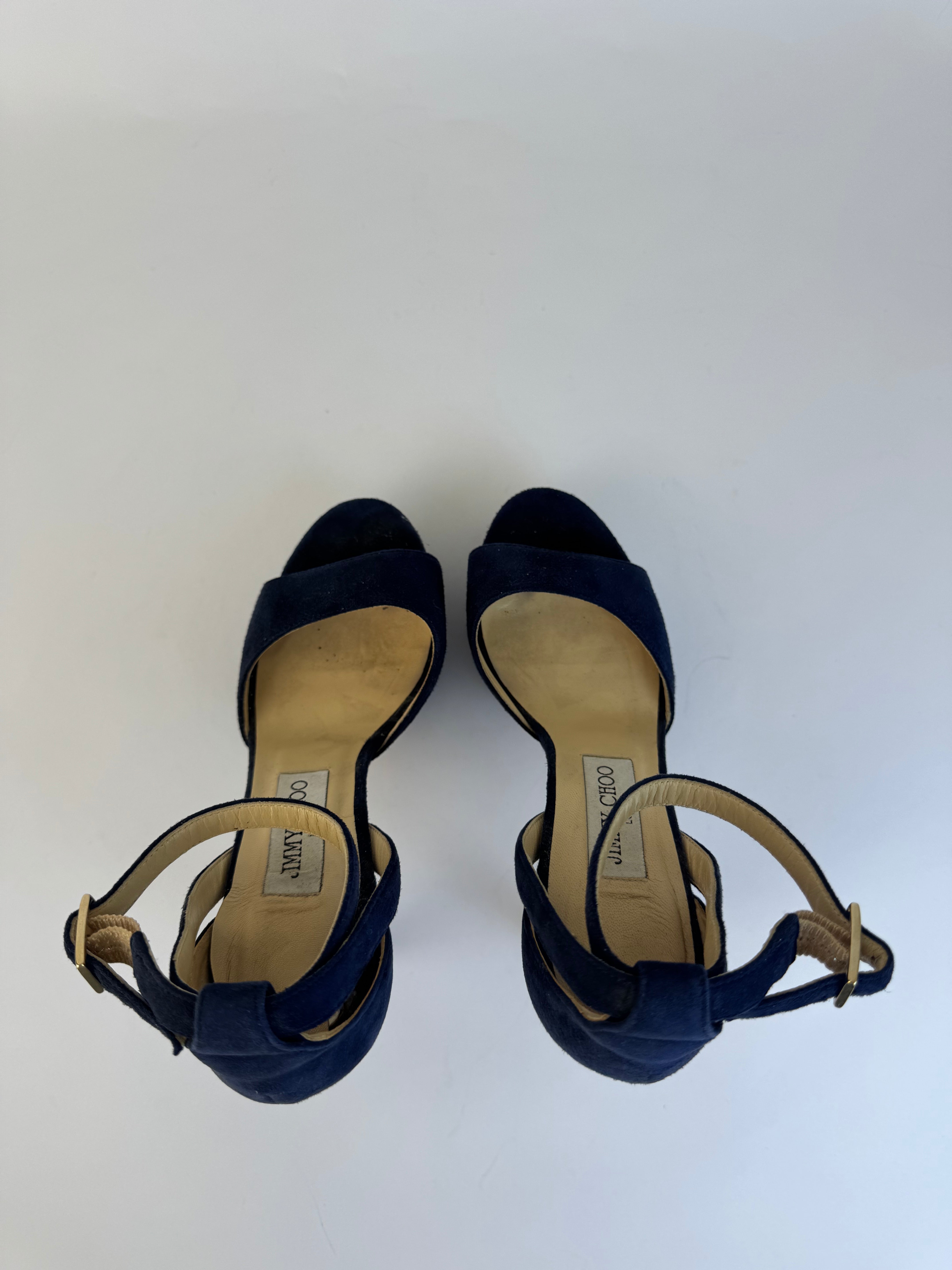 Jimmy Choo Navy Suede Platform Heels 36