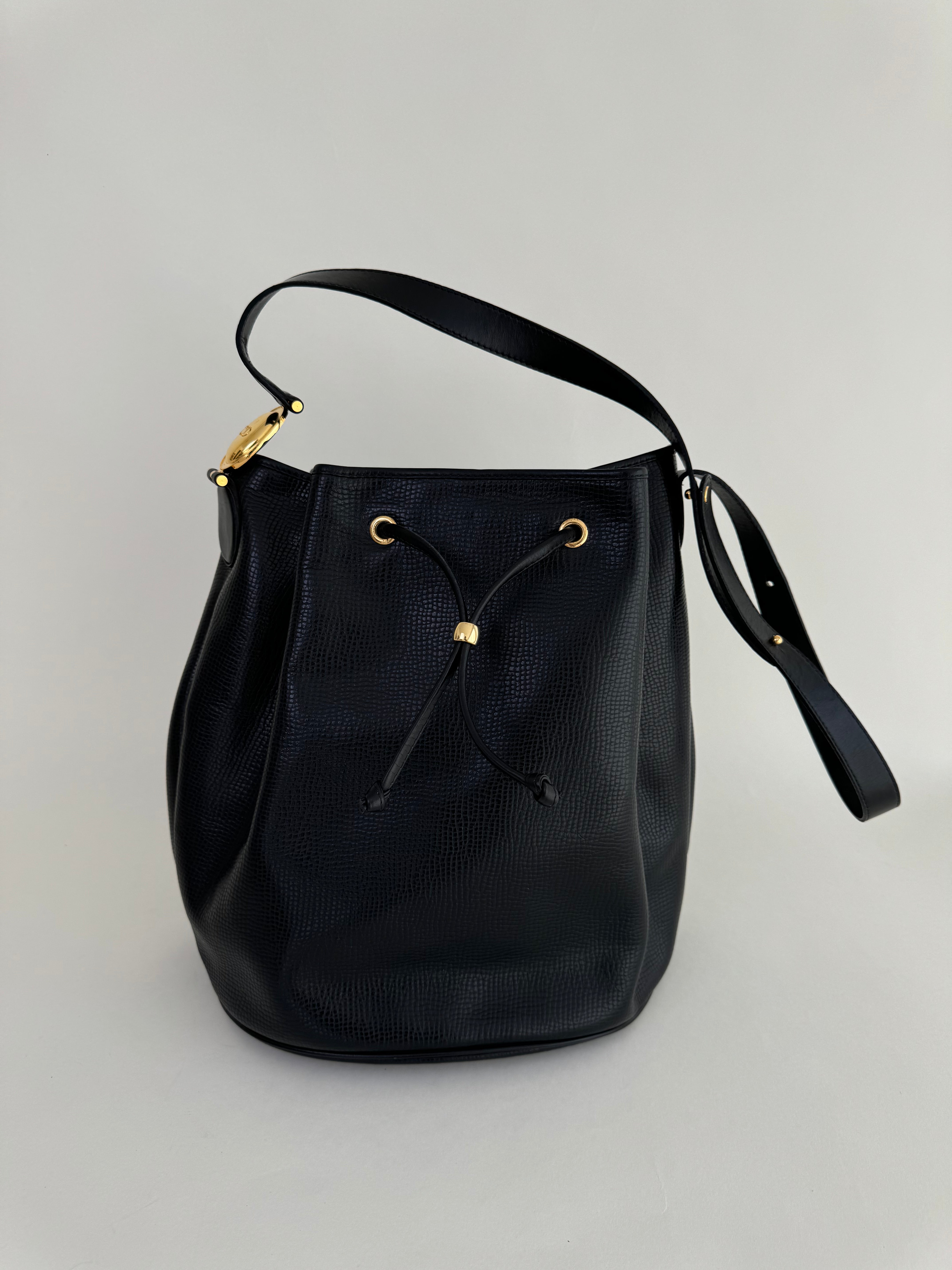 Christian Dior Vintage Leather Bucket Bag