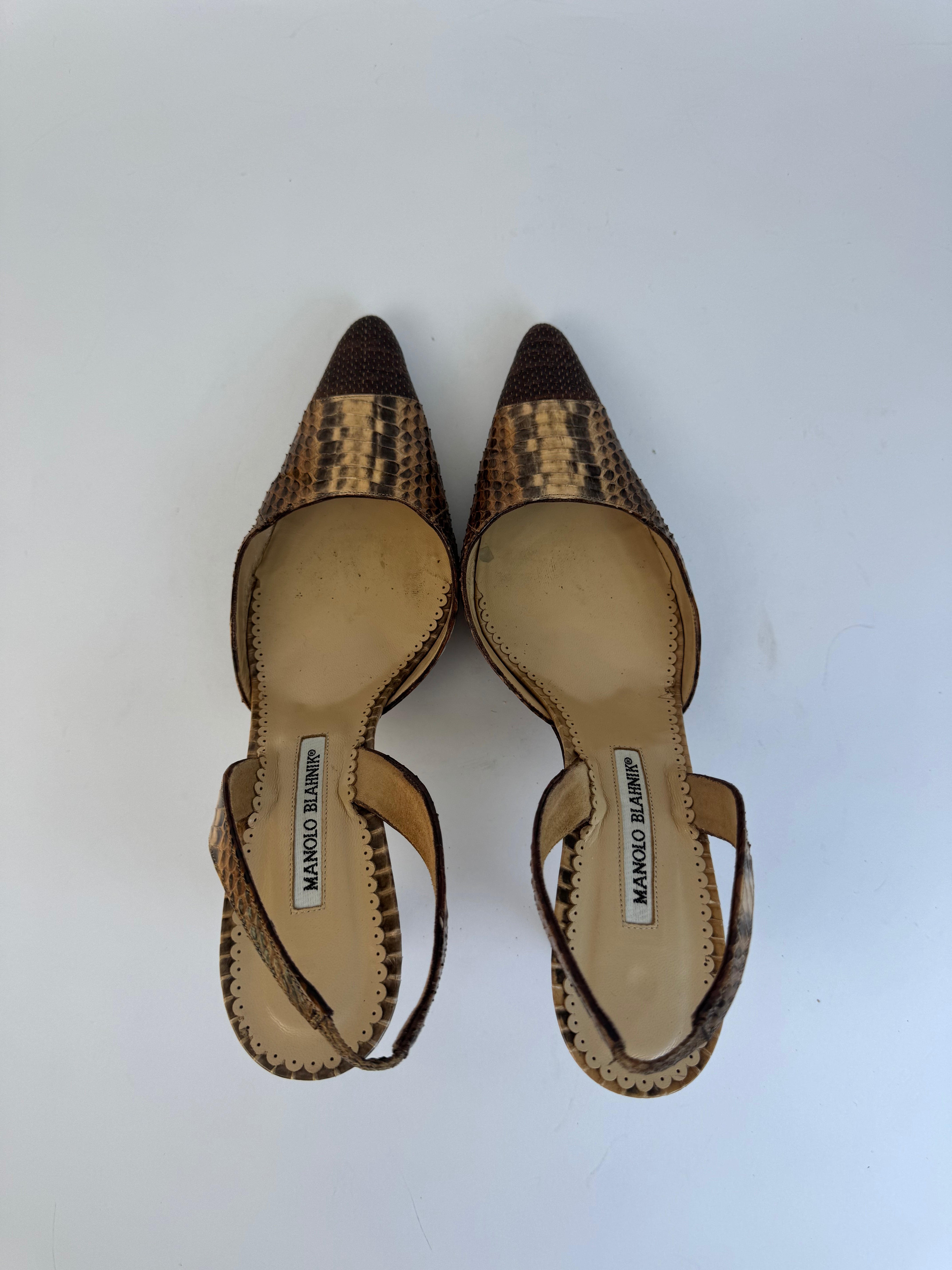 Manolo Blahnik Python Slingbacks 40