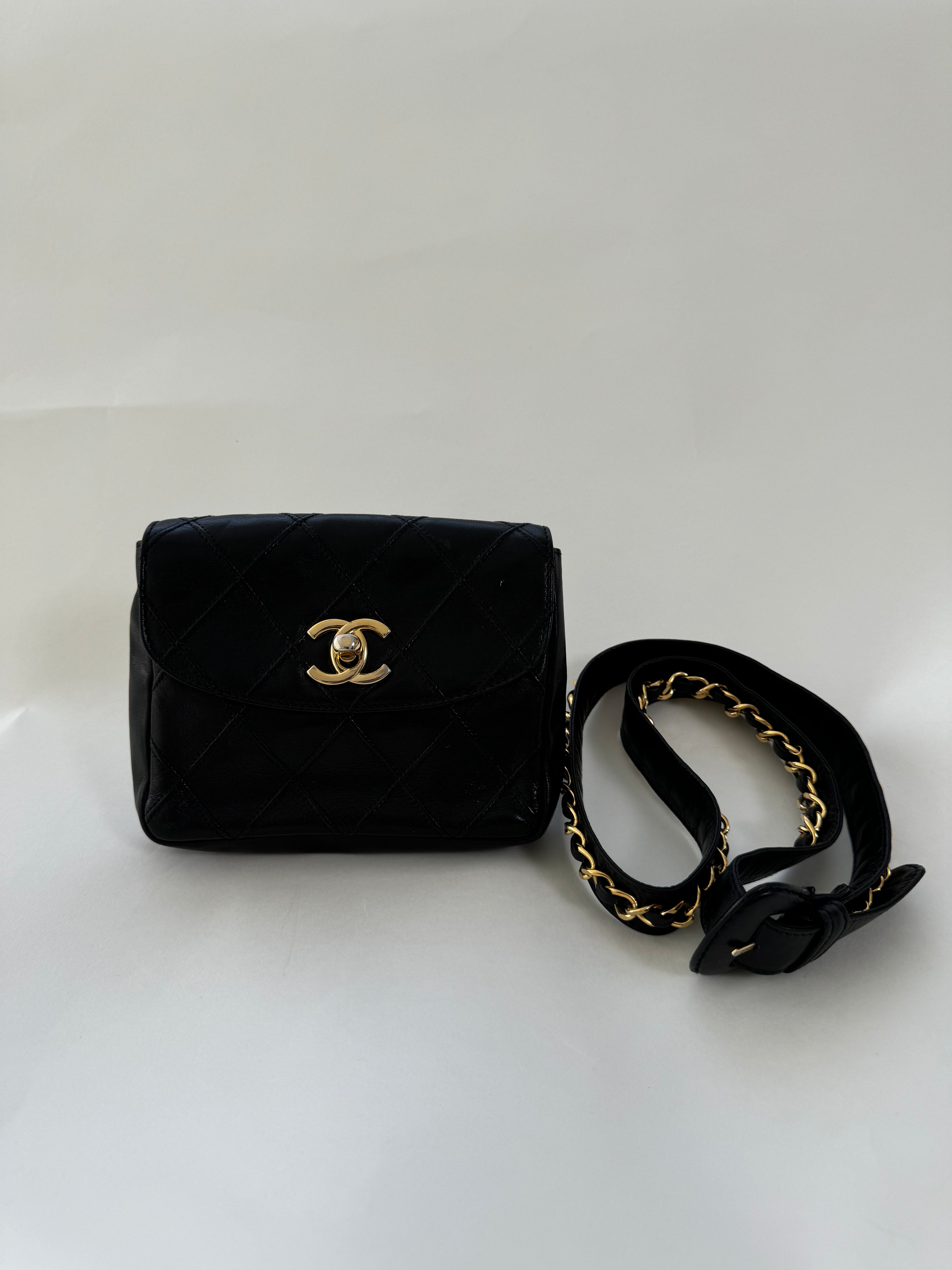 Chanel Black Leather Madmoiselle Belt Bag