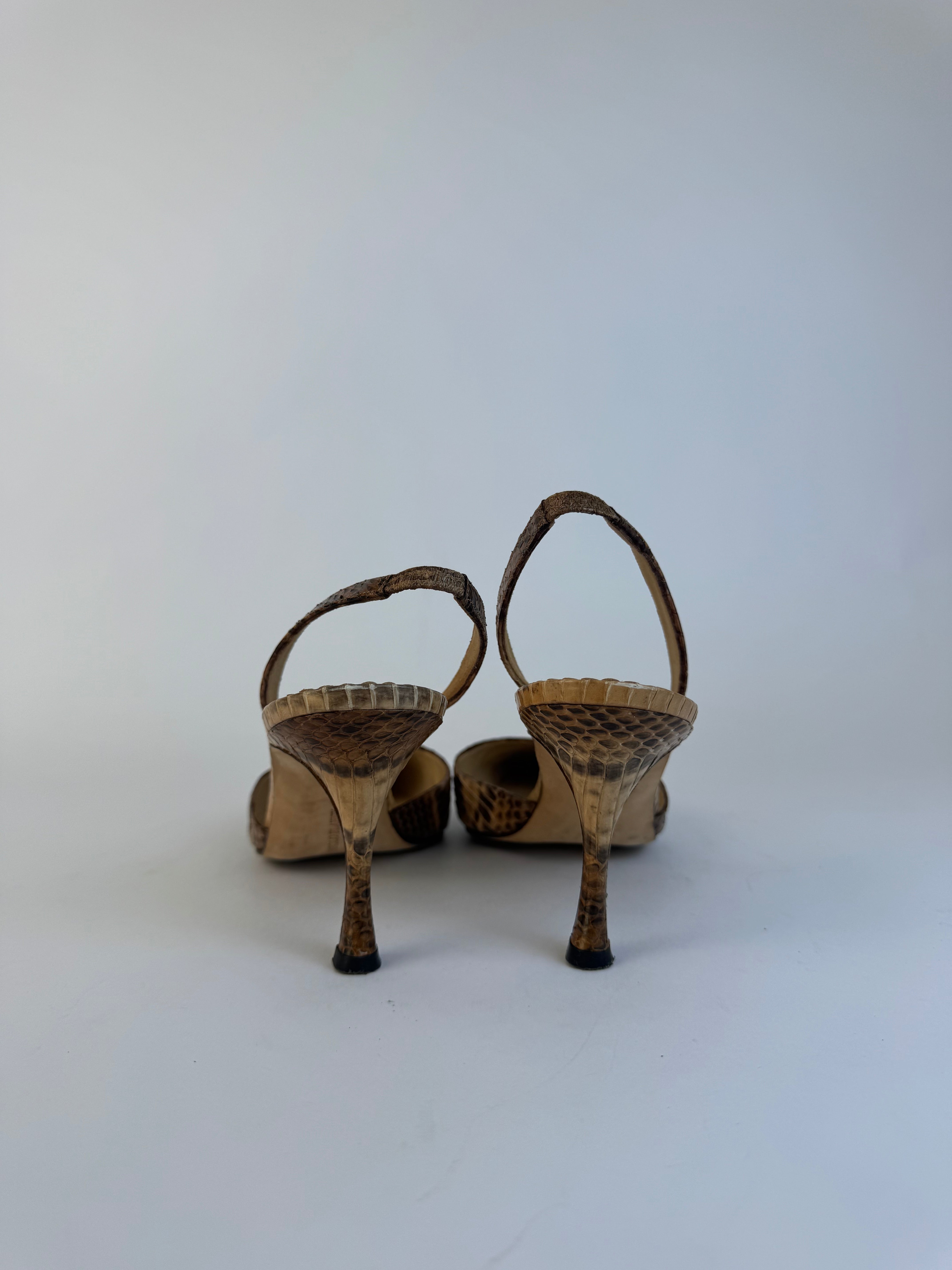 Manolo Blahnik Python Slingbacks 40