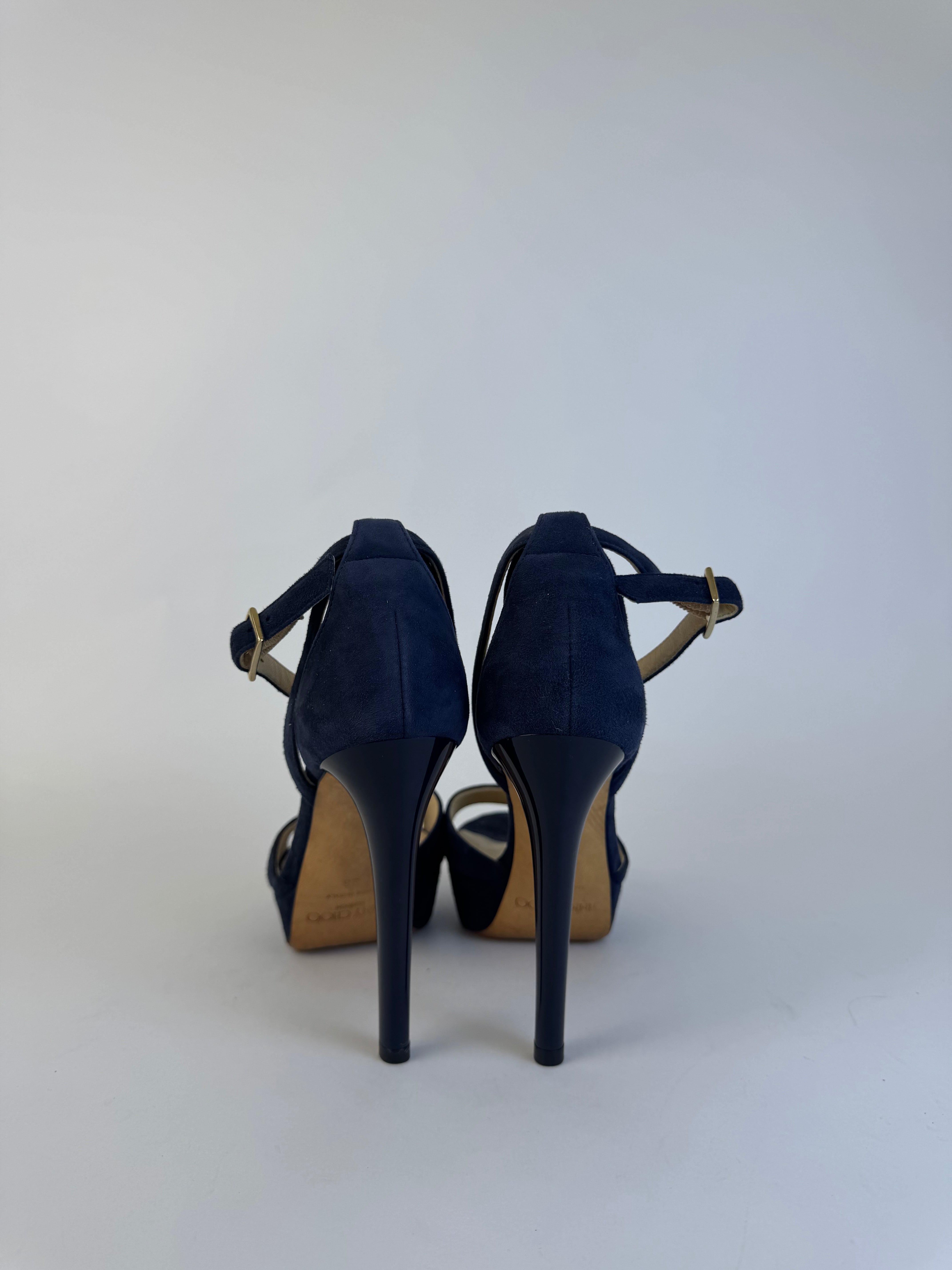 Jimmy Choo Navy Suede Platform Heels 36
