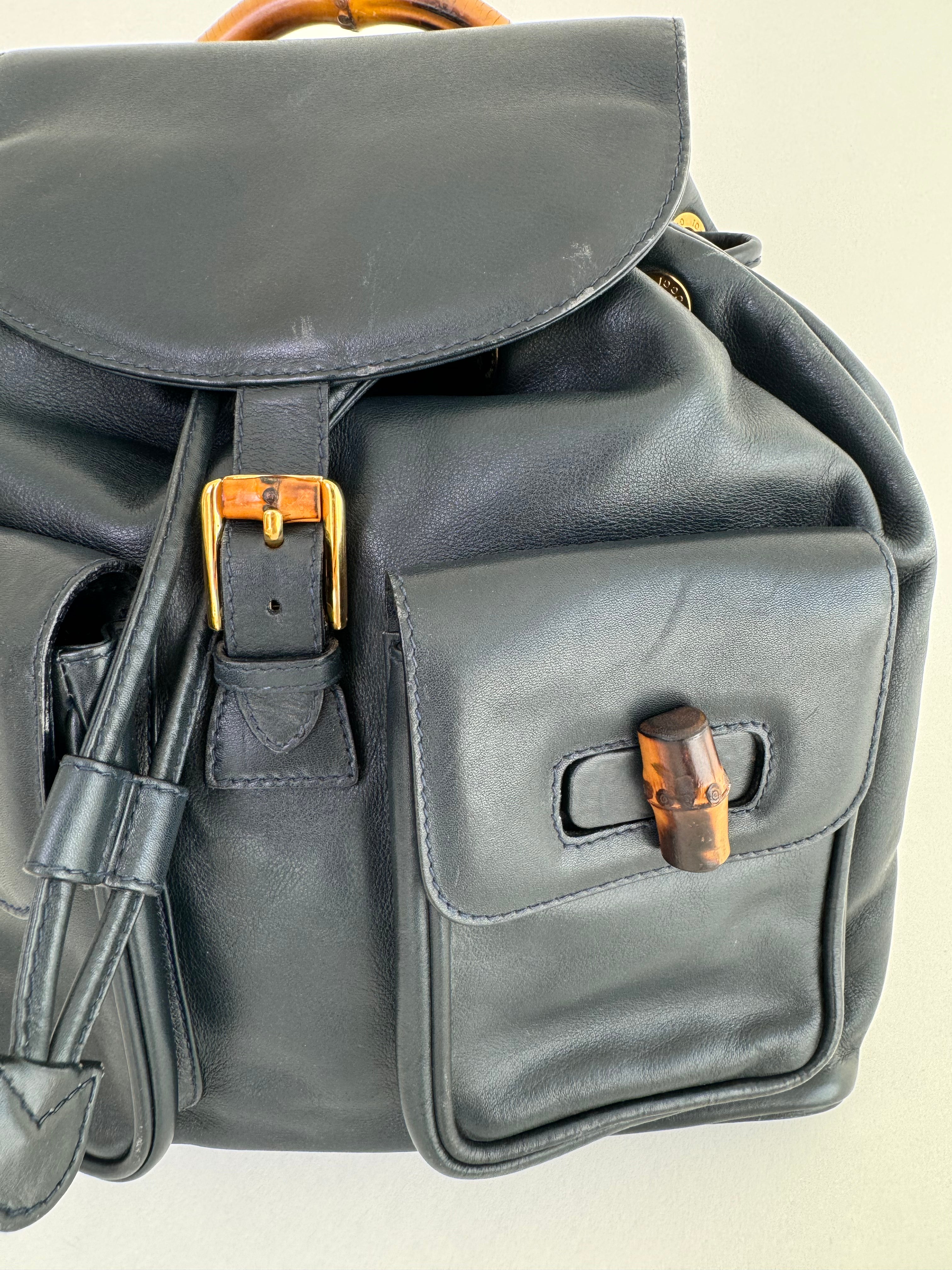 bamboo leather backpack Gucci Bamboo Leather Backpack
