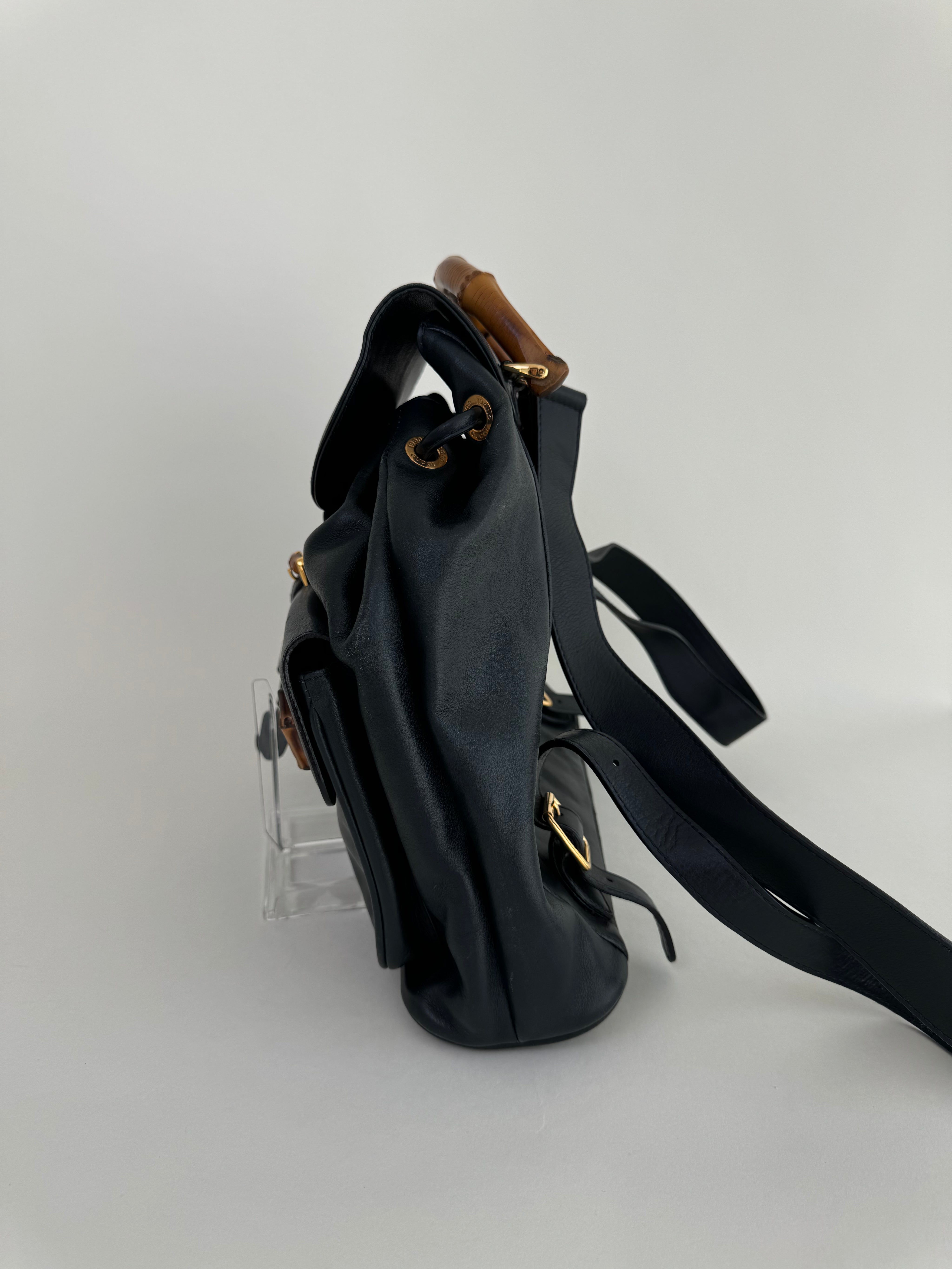 bamboo leather backpack Gucci Bamboo Leather Backpack