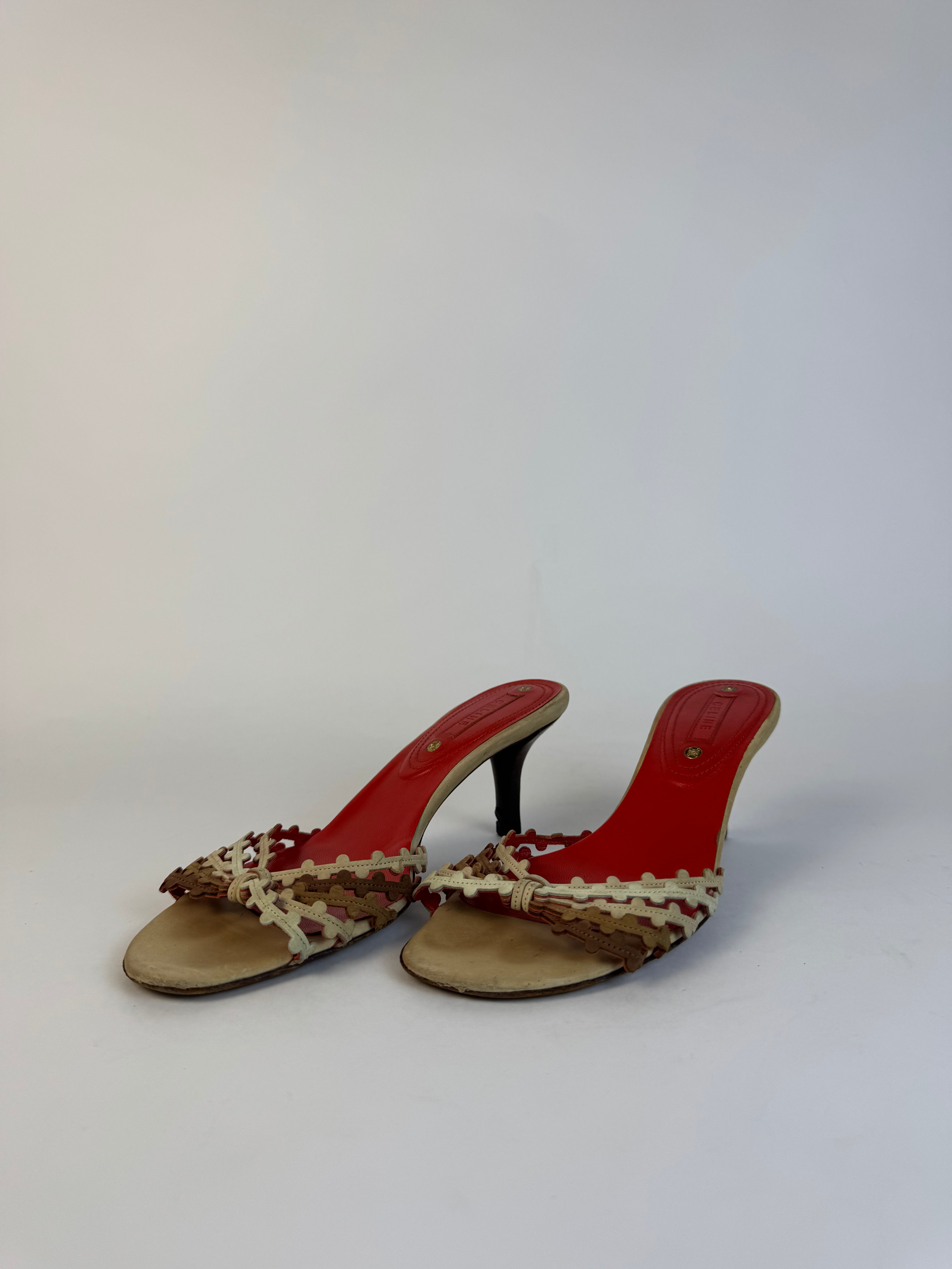 Celine Woven Leather Slide Sandals 35