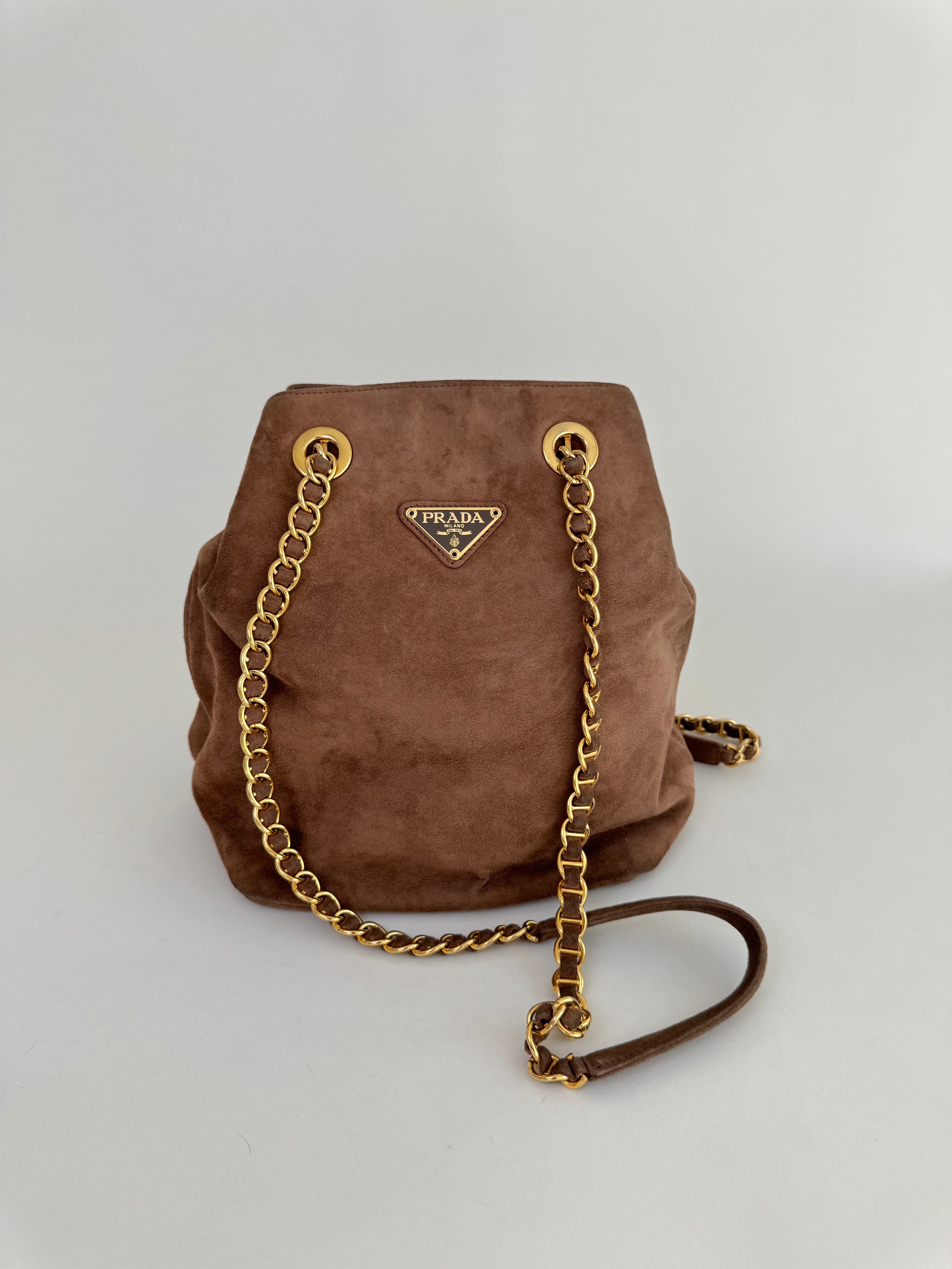 Prada Brown Suede Shoulder Bag