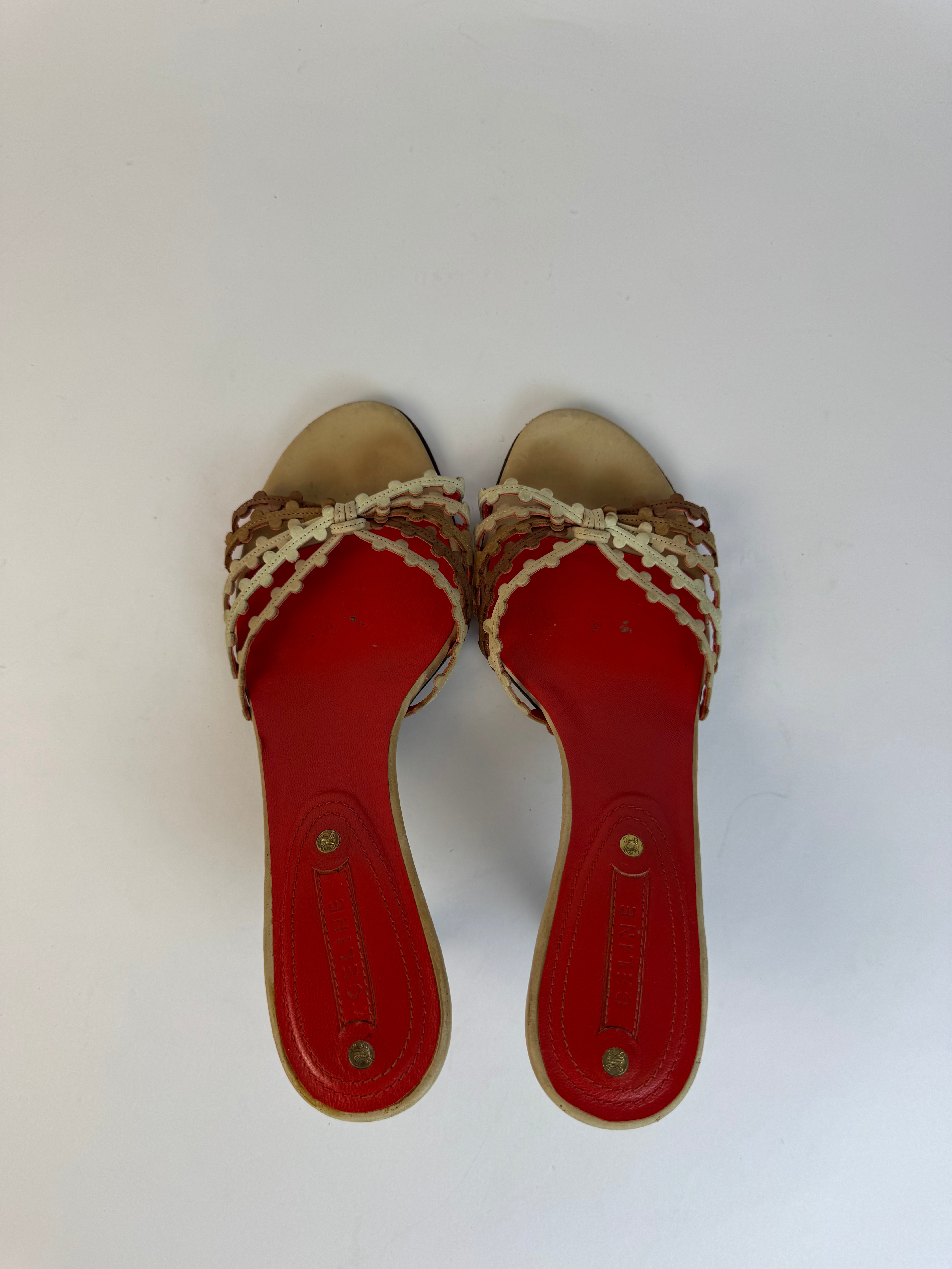 Celine Woven Leather Slide Sandals 35