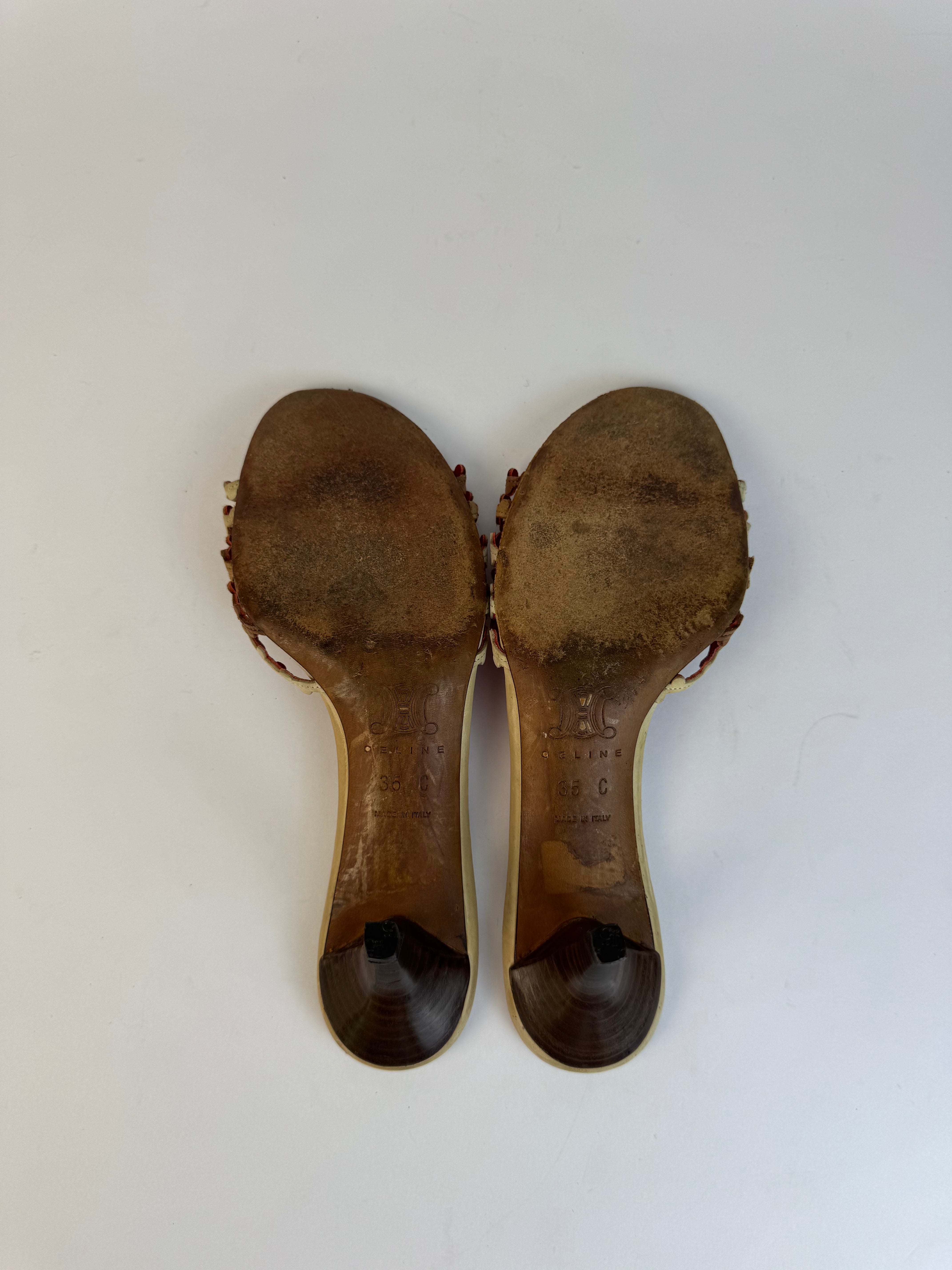 Celine Woven Leather Slide Sandals 35