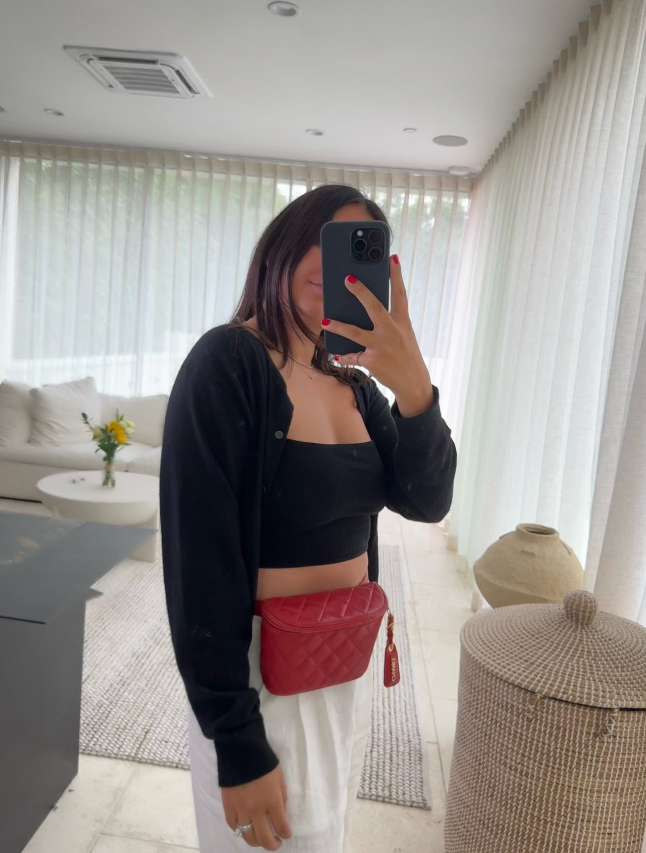 Chanel Red Quilted Caviar Leather Belt Bag