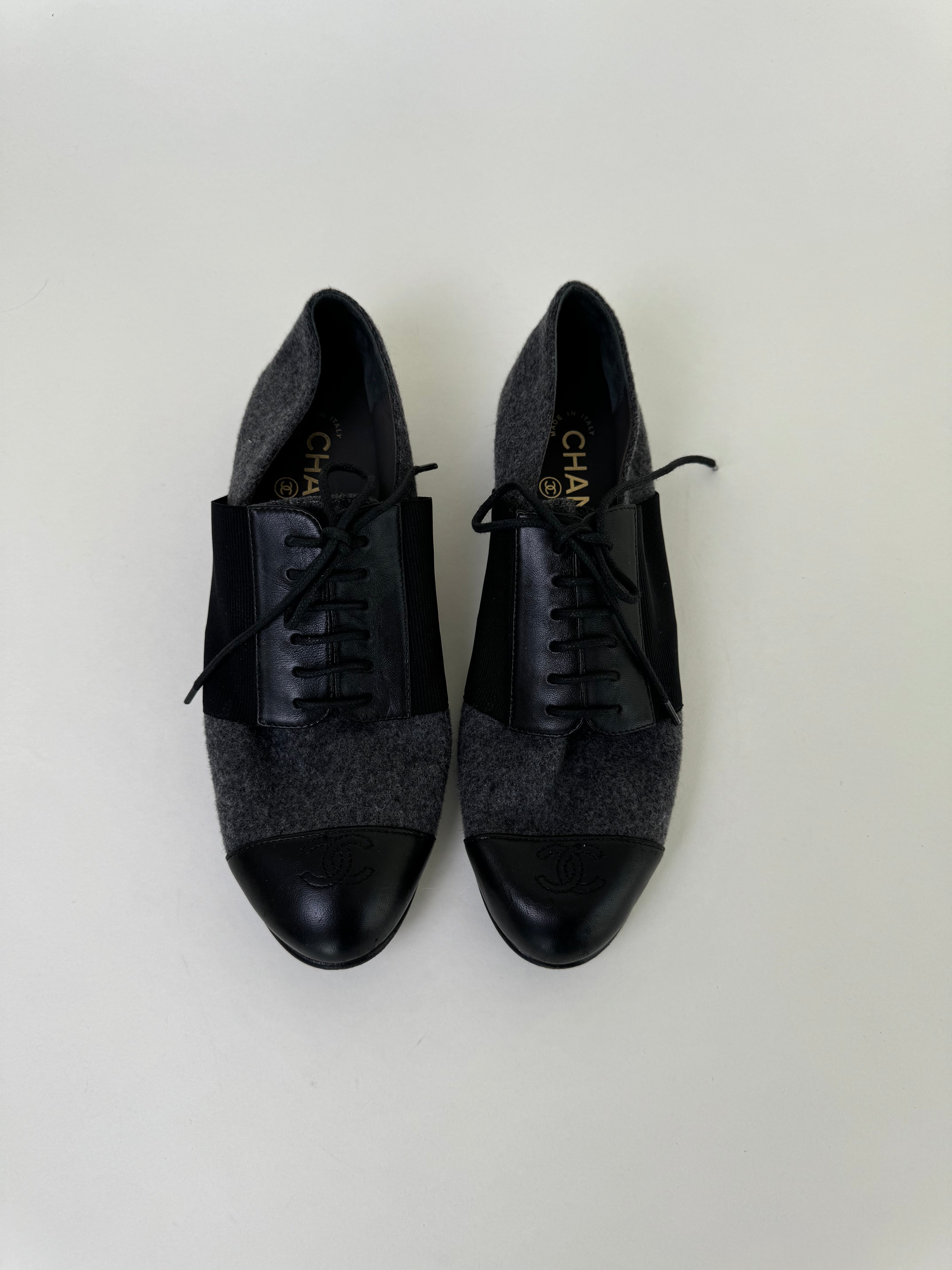 Chanel Uniform Oxford Lace Up Shoe 38