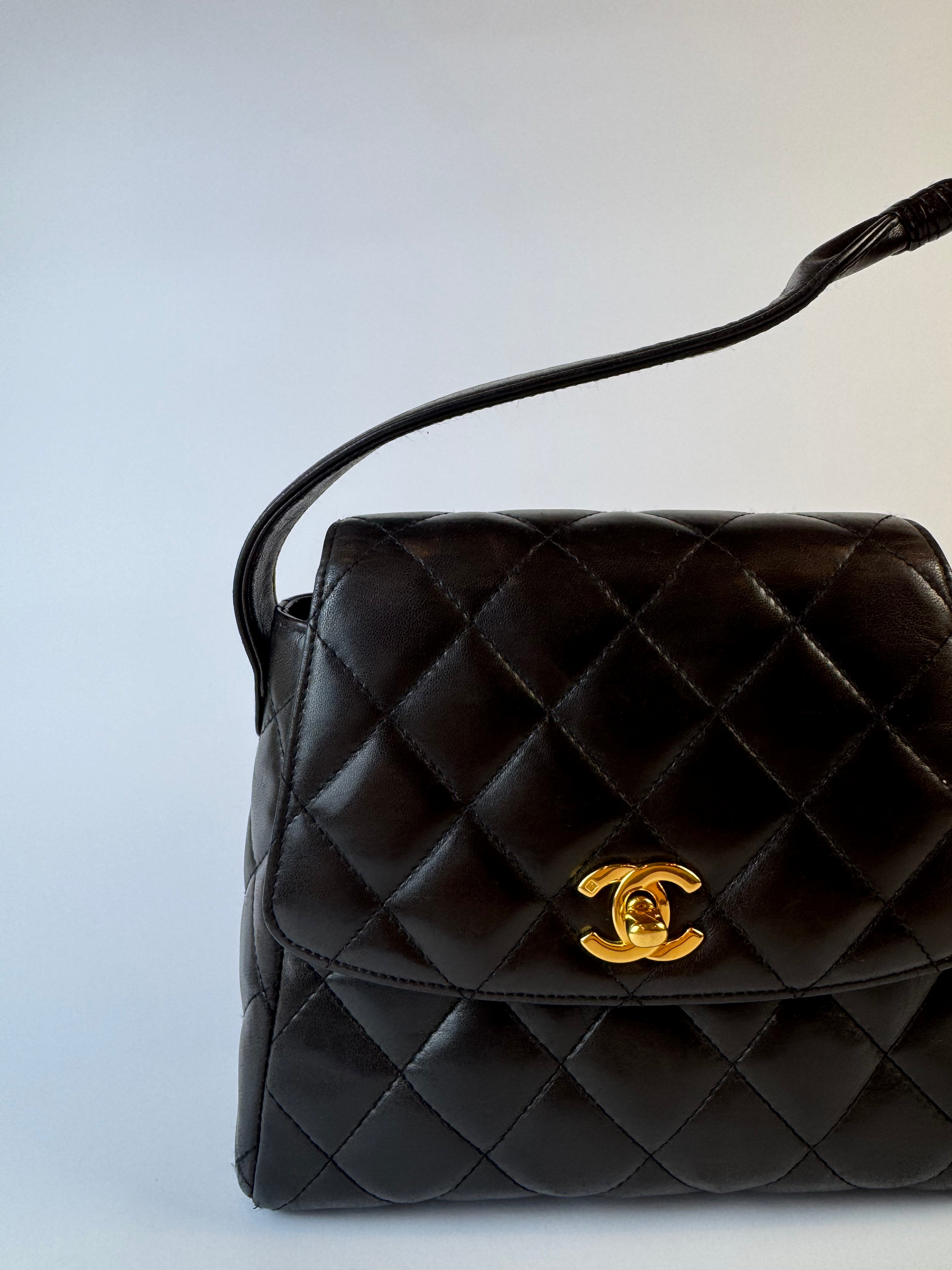 Chanel Vintage Lambskin Handbag Brown