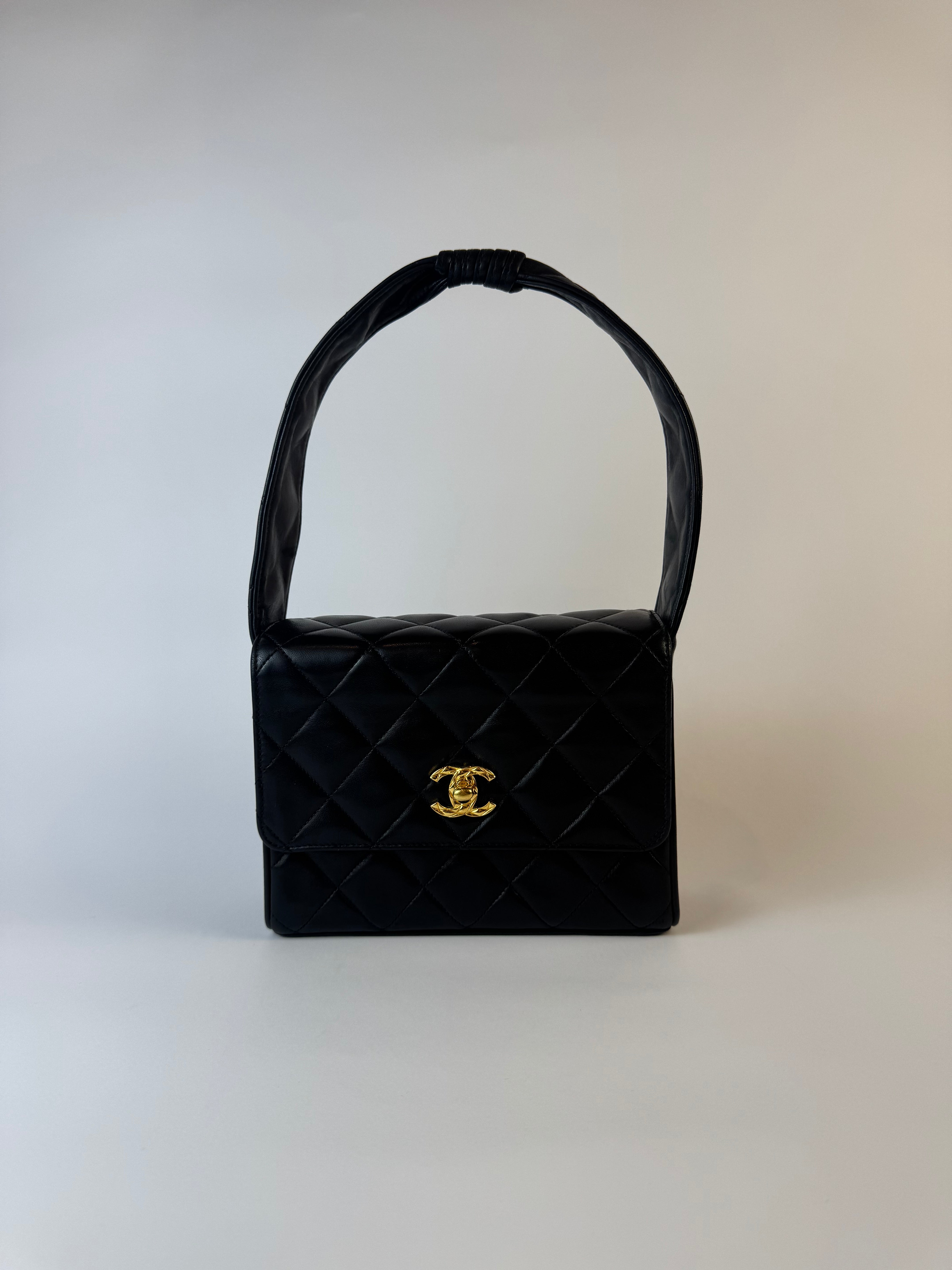 Chanel Vintage Lambskin Handbag Black