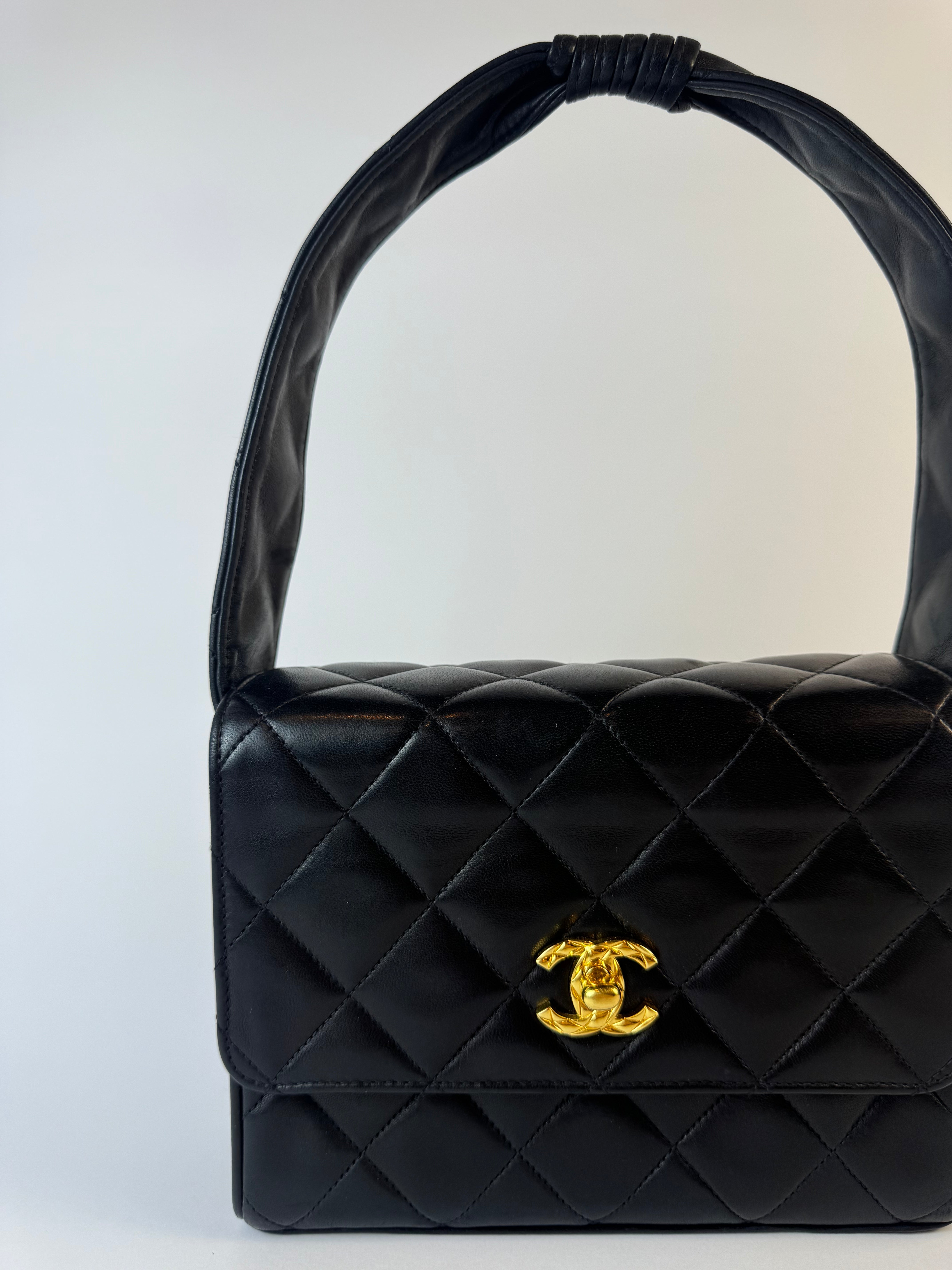 Chanel Vintage Lambskin Handbag Black