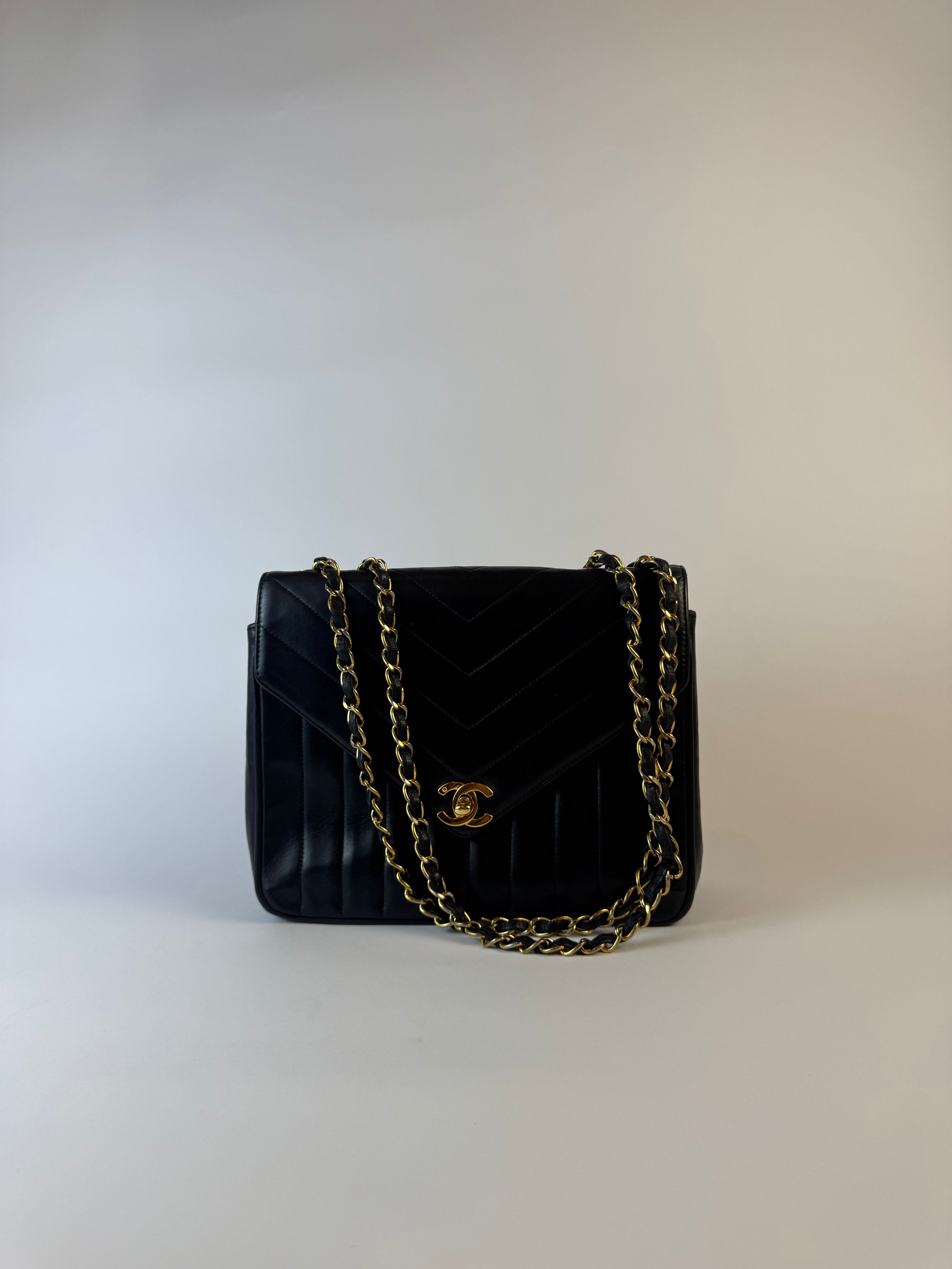 Chanel Vintage Chevron Envelope Flap Bag