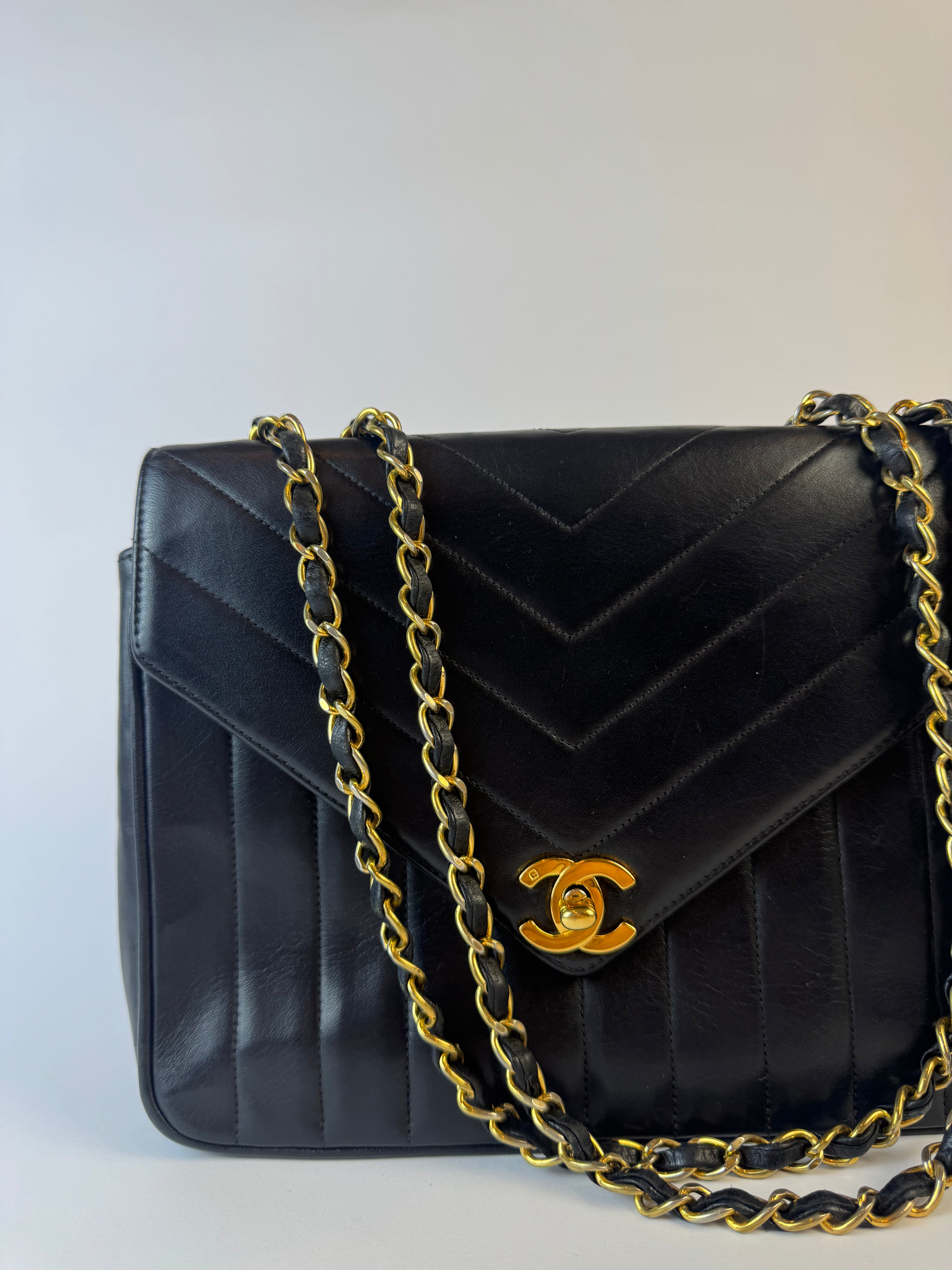 Chanel Vintage Chevron Envelope Flap Bag