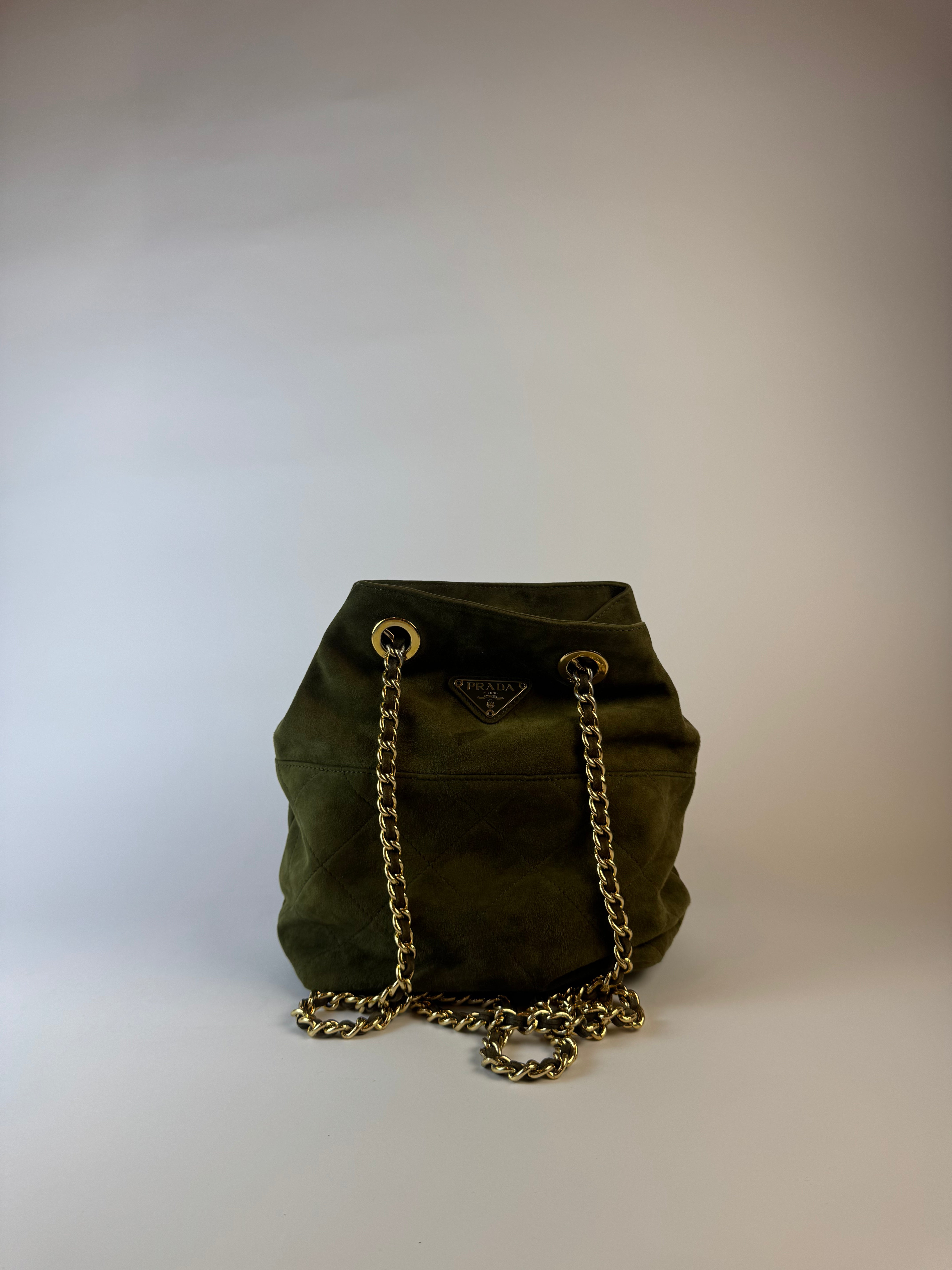 Prada Green Suede Shoulder Bag