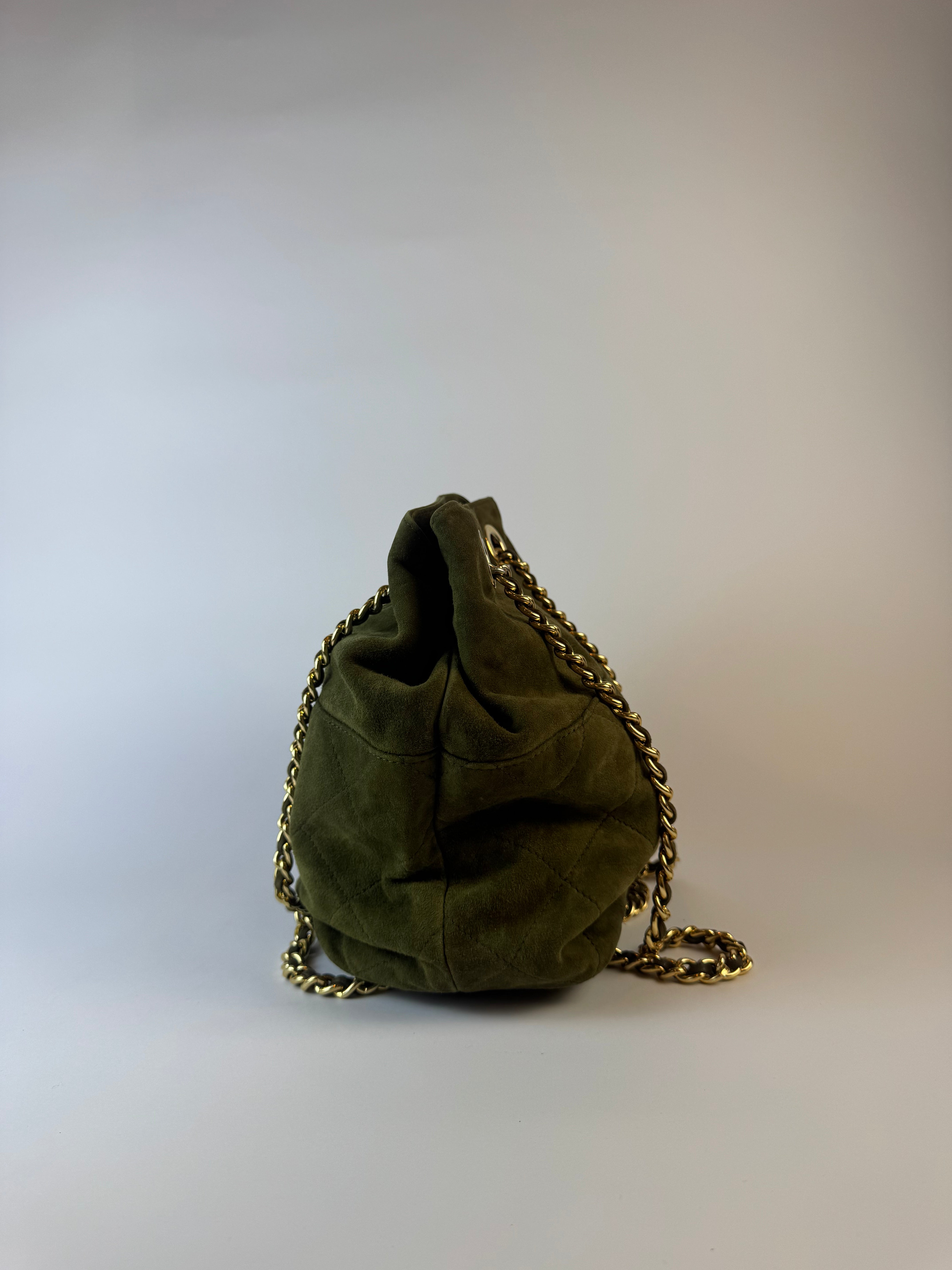 Prada Green Suede Shoulder Bag