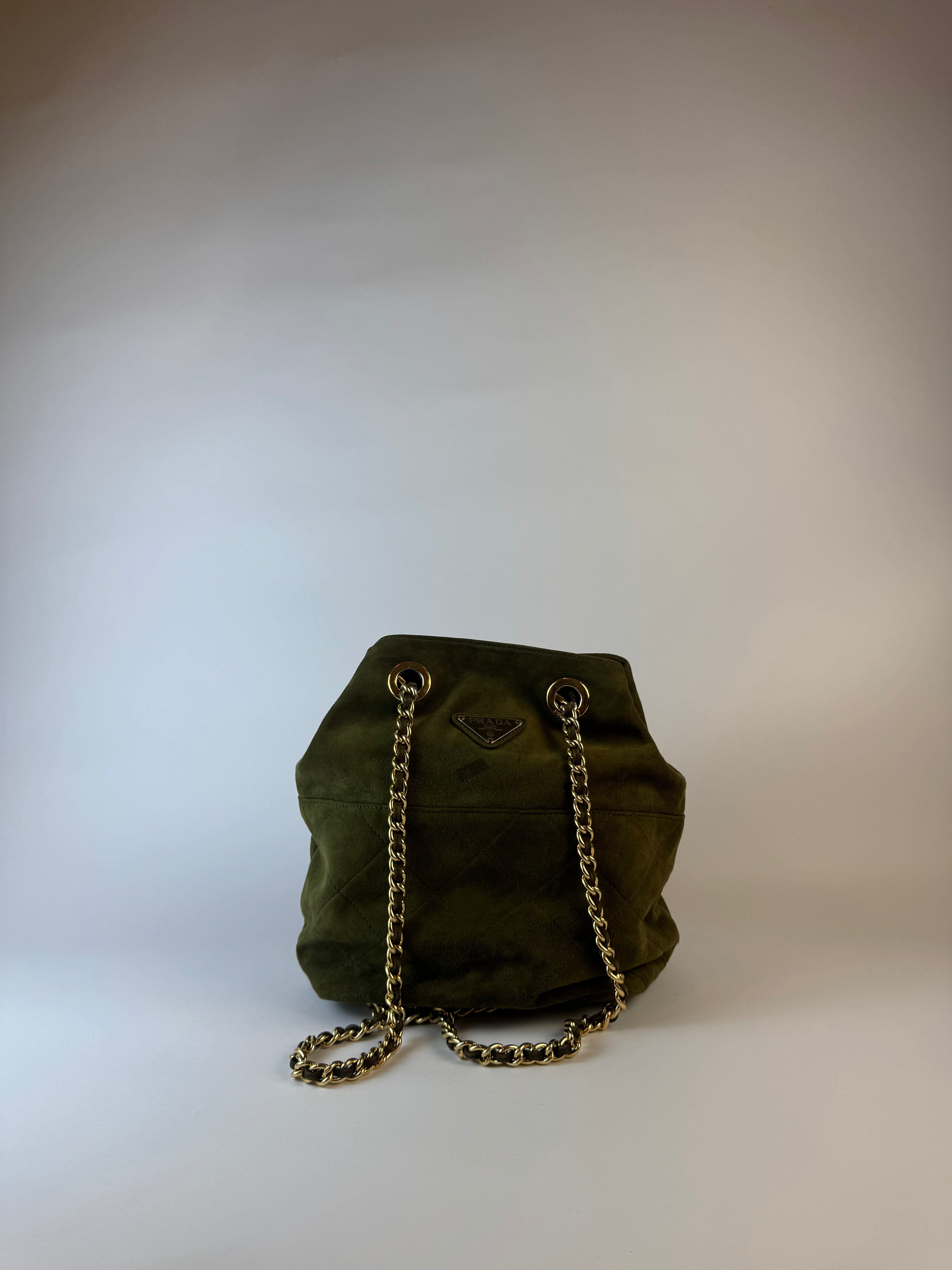 Prada Green Suede Shoulder Bag