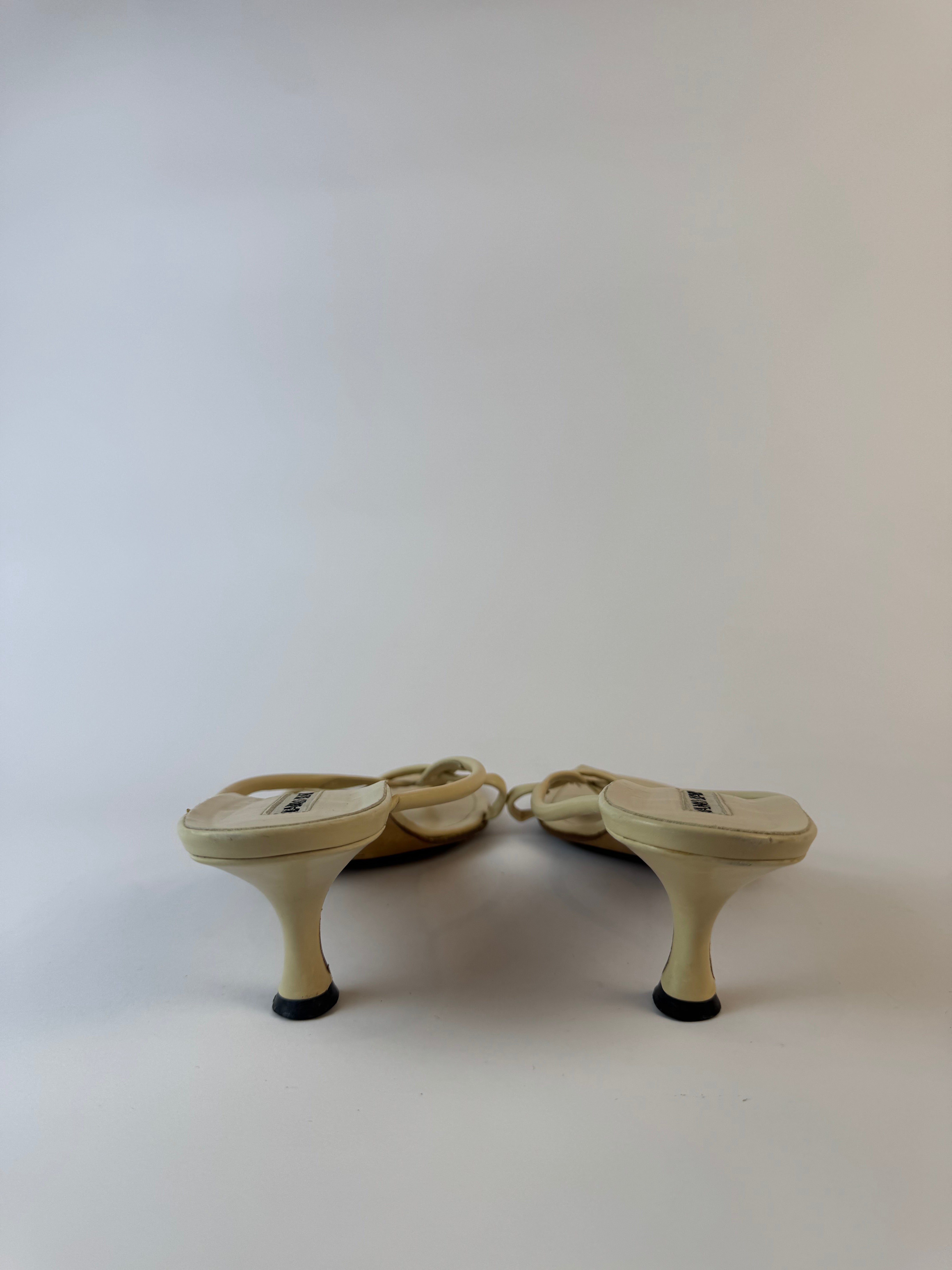Manolo Blahnik Cream Strap Sandals 39