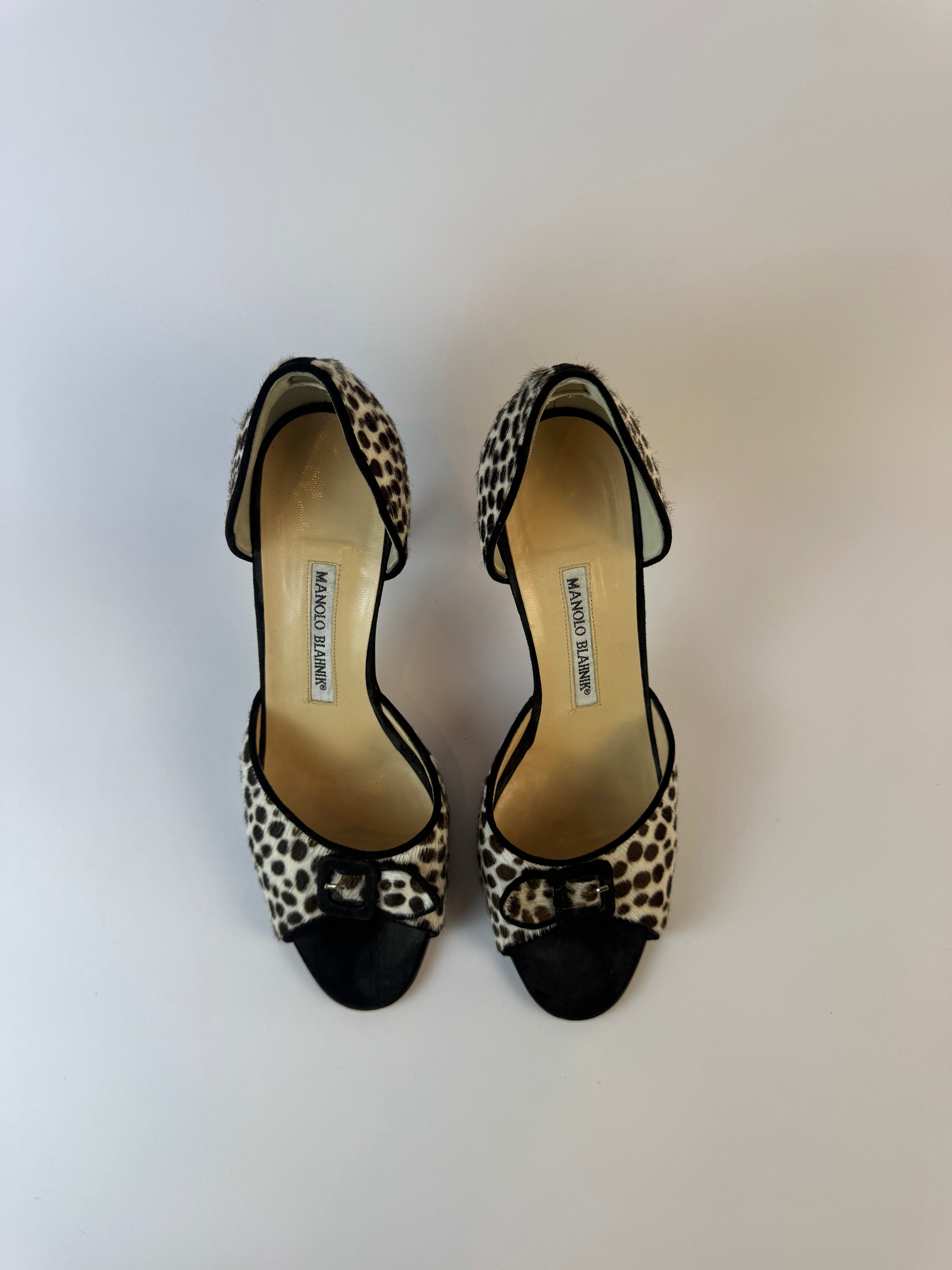 Manolo Blahnik Leopard Ponyhair Heels 39