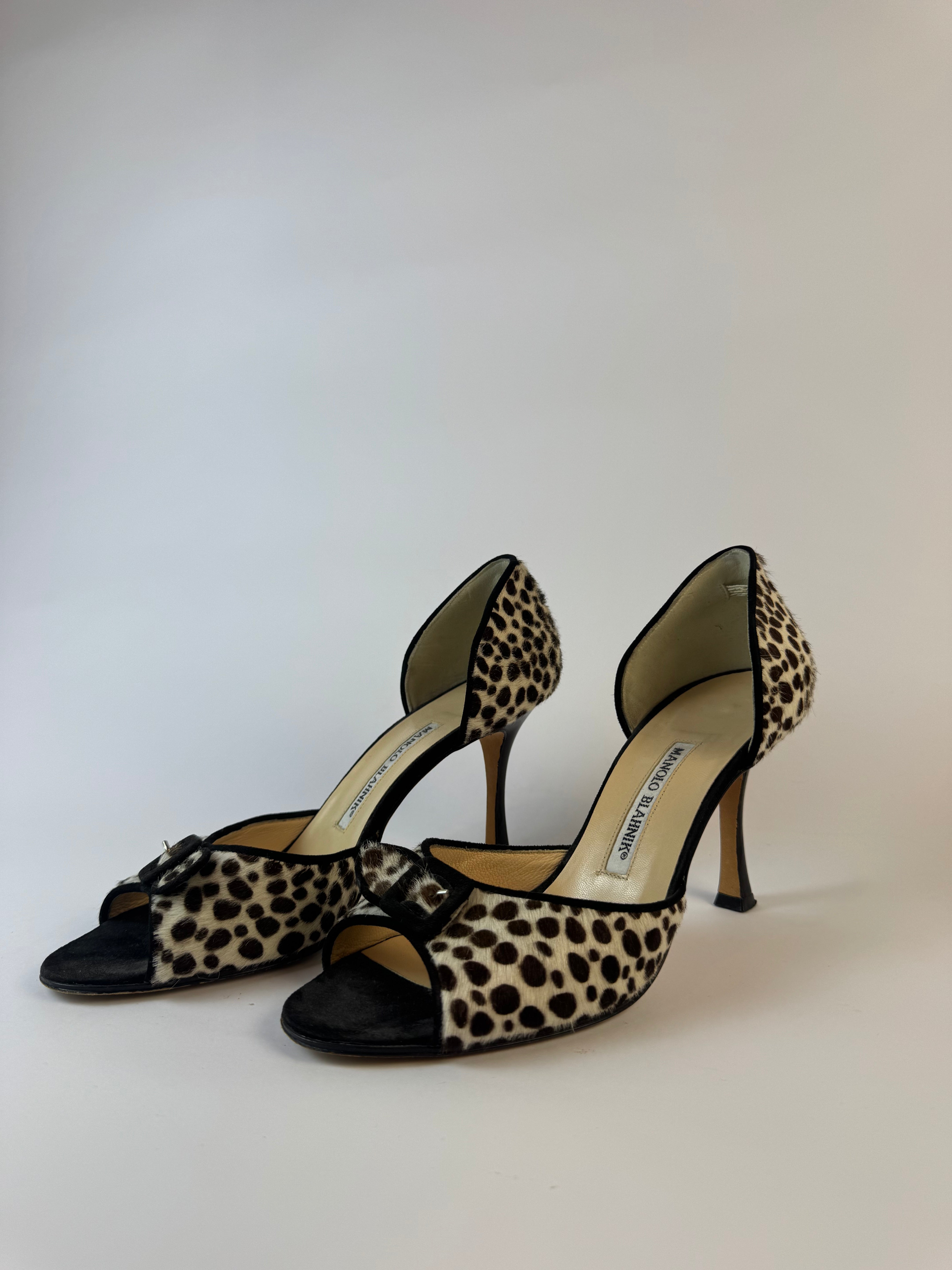 Manolo Blahnik Leopard Ponyhair Heels 39