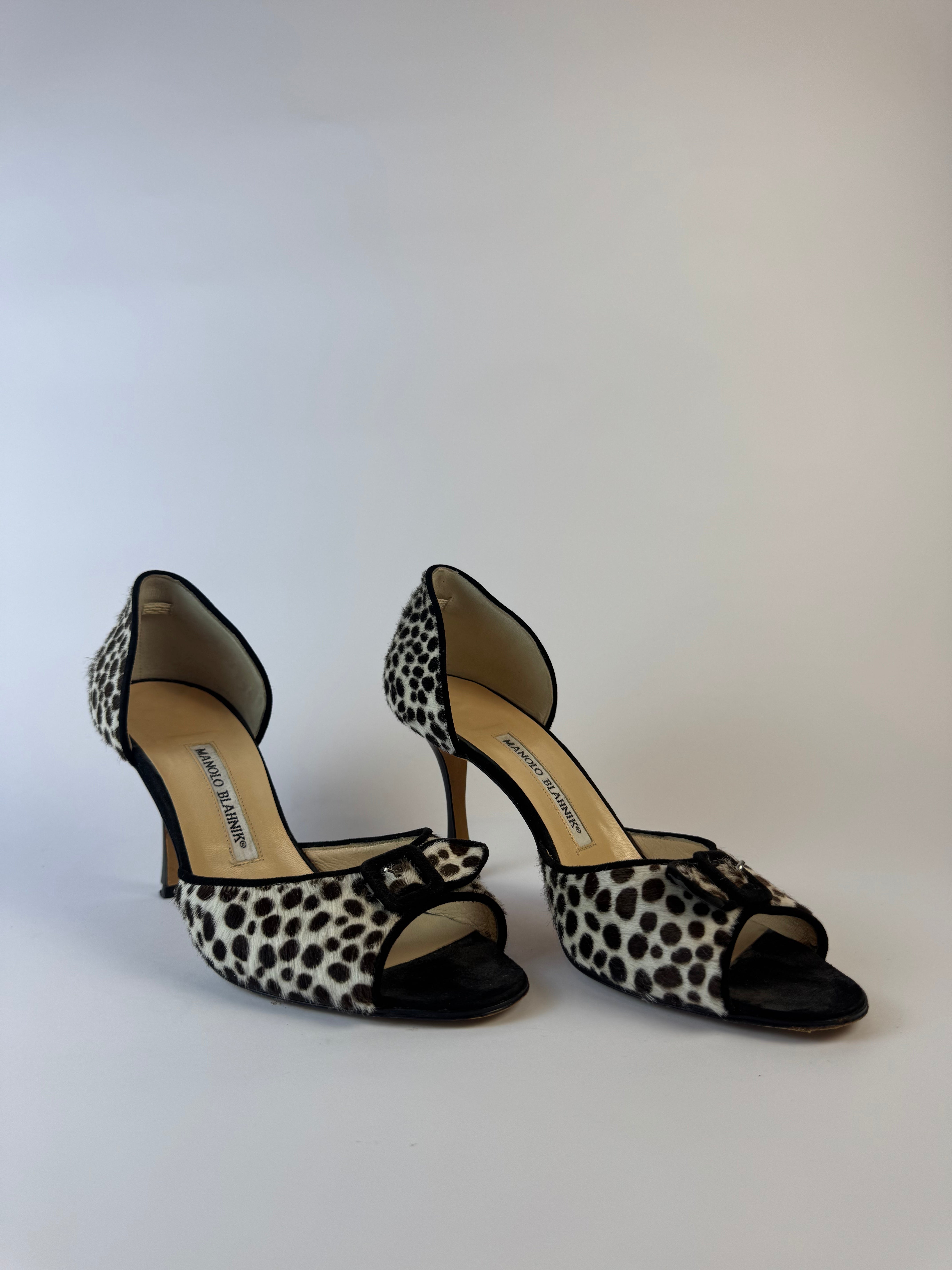 Manolo Blahnik Leopard Ponyhair Heels 39