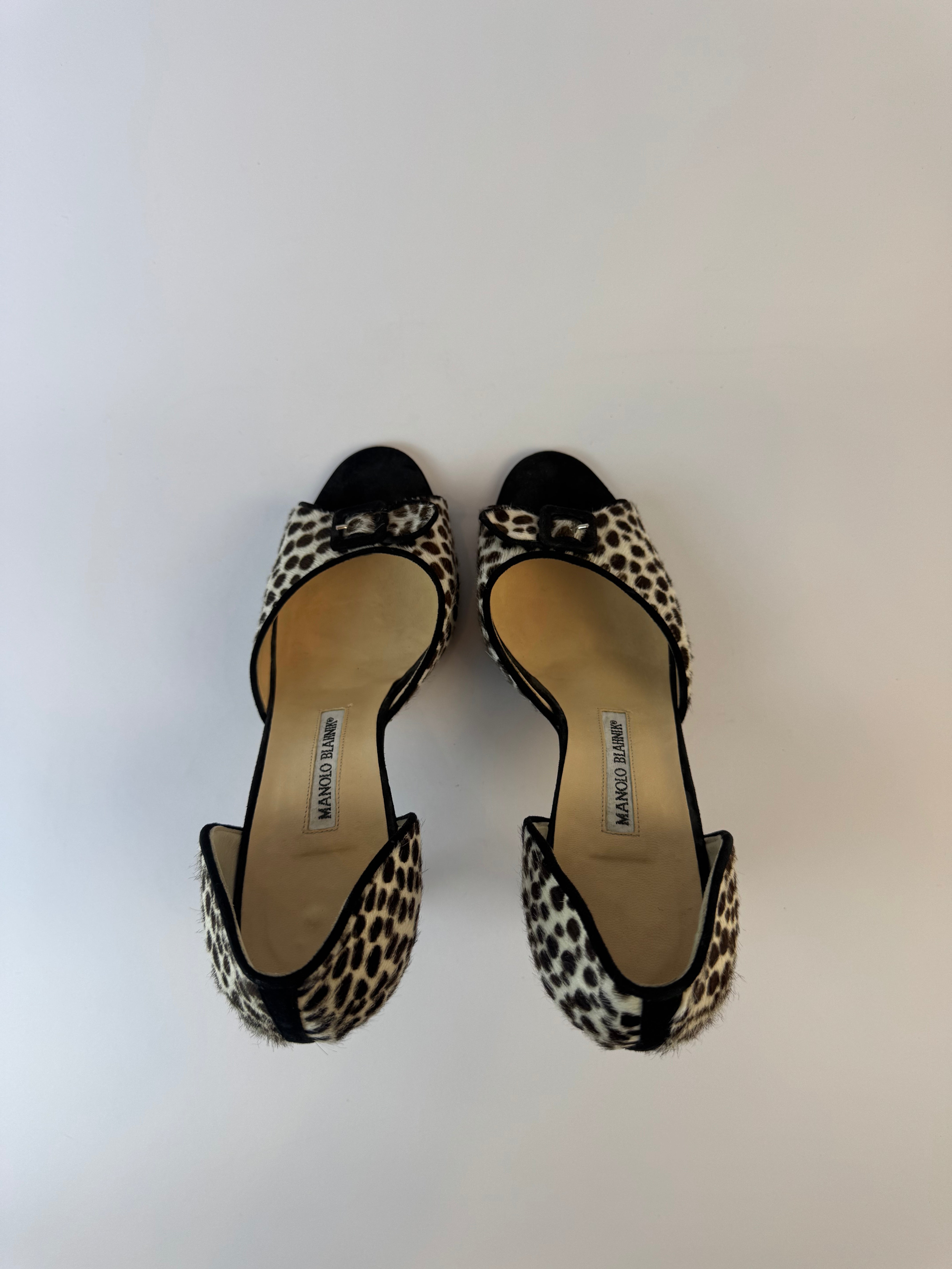 Manolo Blahnik Leopard Ponyhair Heels 39