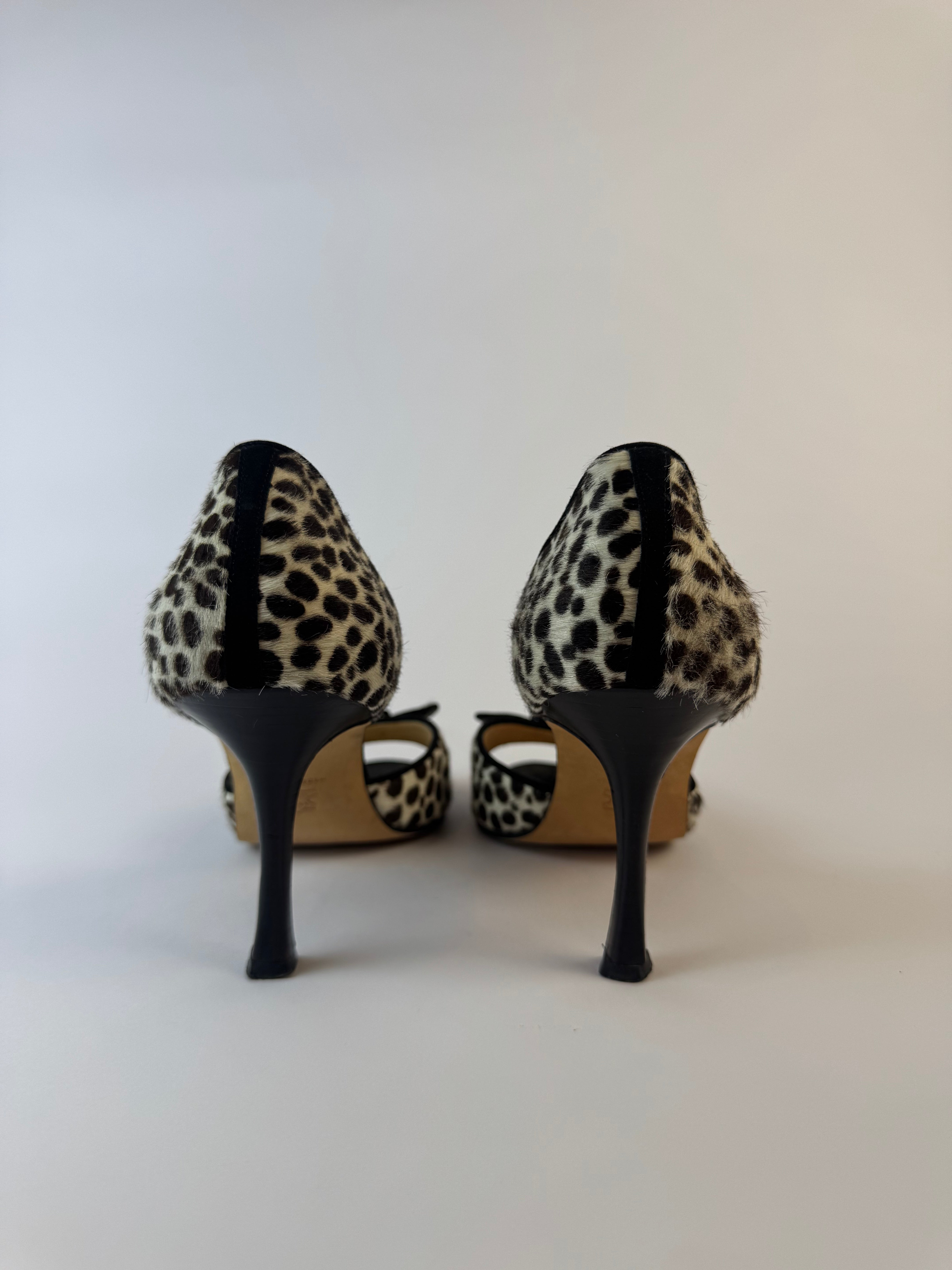 Manolo Blahnik Leopard Ponyhair Heels 39