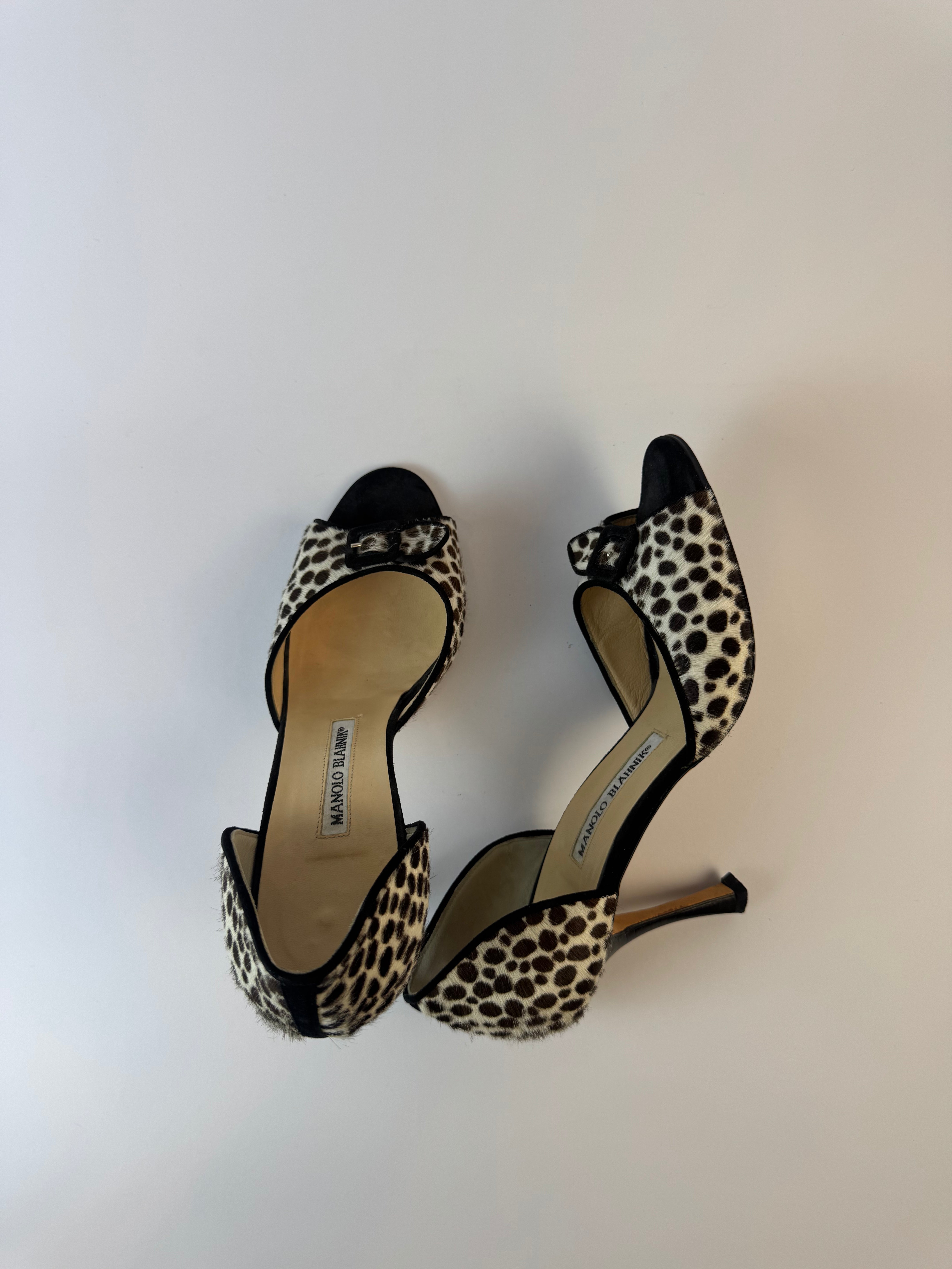 Manolo Blahnik Leopard Ponyhair Heels 39