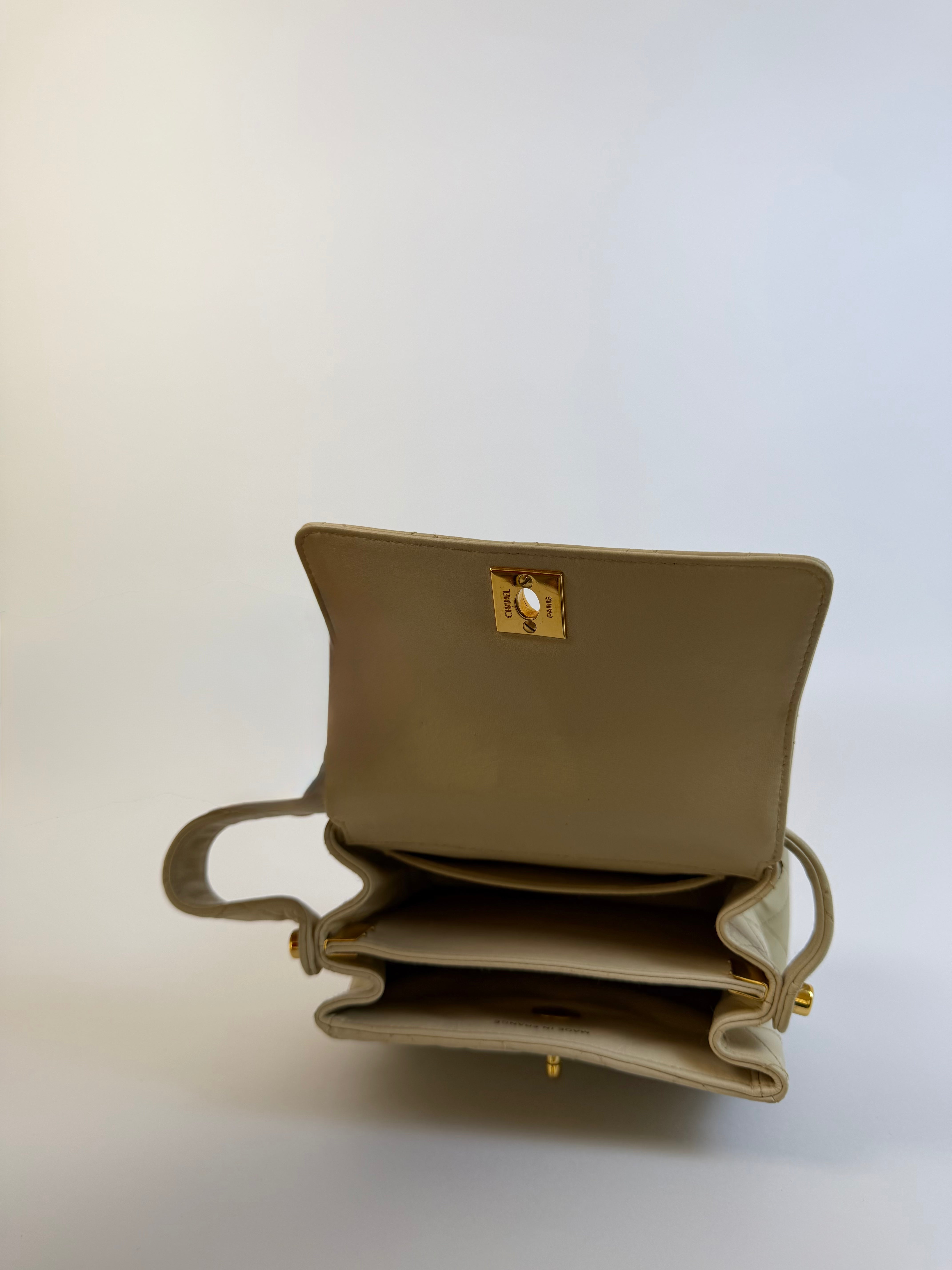 Chanel Ivory Lambskin Evening Bag